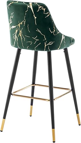 Miniatura 5 de Duhome - Juego de 2 taburetes de bar tapizados de terciopelo de 30 pulgadas con reposapiés dorado, sillas de barra de altura de mostrador para