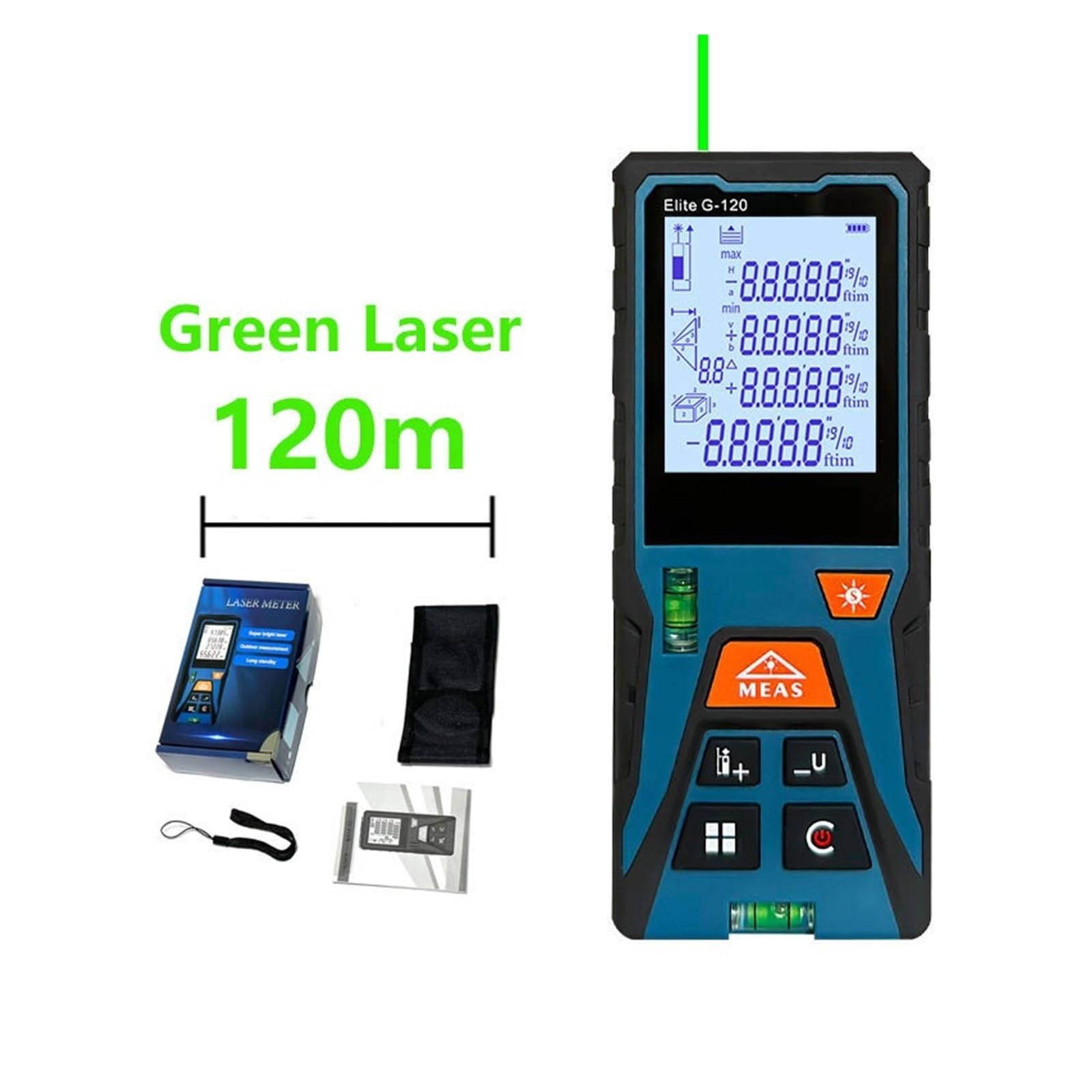 Cinta Métrica Digital Roja Y Verde, Medidor De Distancia De 50M Y 120M, Telémetro Con Horizontal(Red laser 120m)