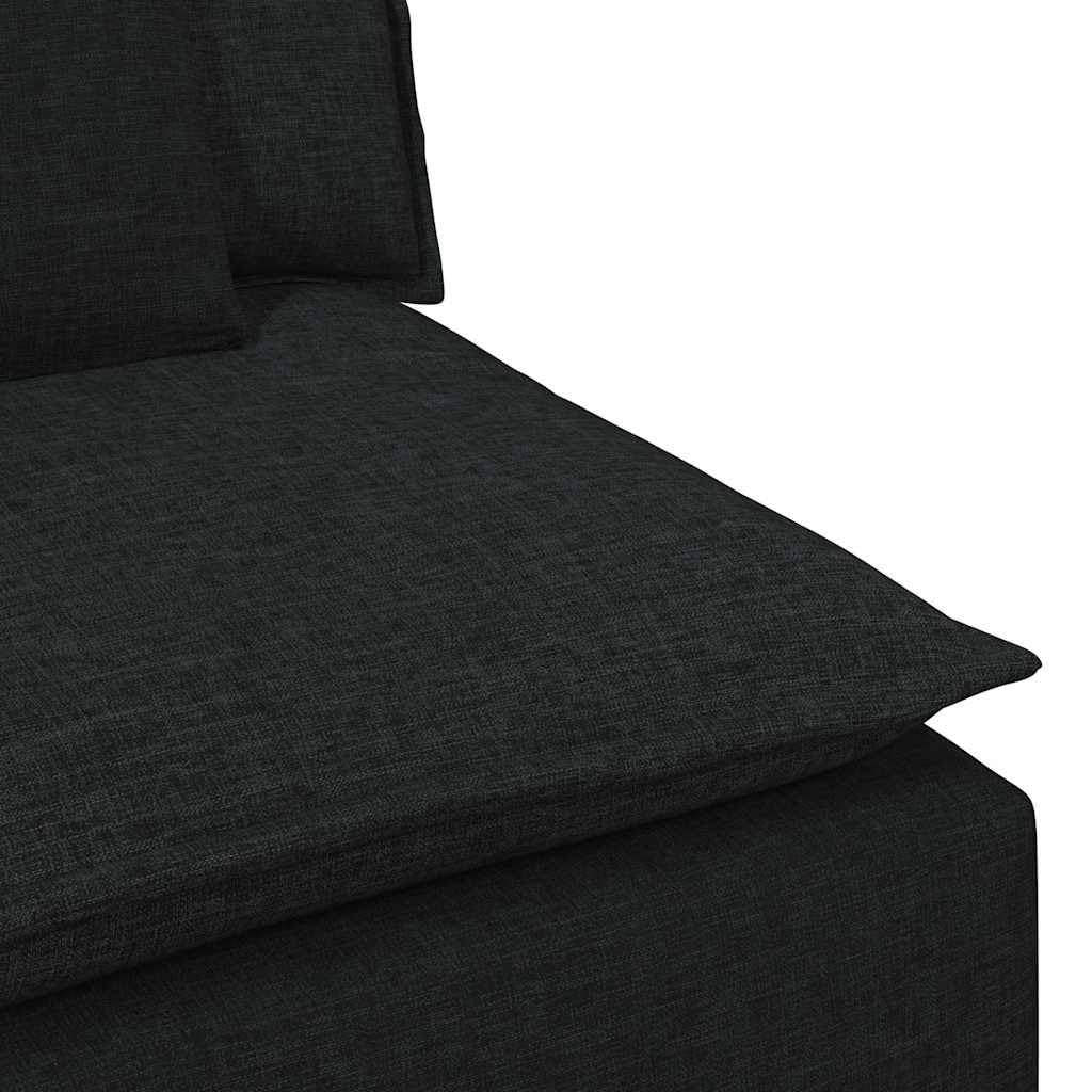 Modułowa sofa z poduszką, czarna, tapicerka materiałowa, 324 x 105 x 64 cm, 3-częściowy mebel do siedzenia z podłokietnikami i częścią środkową, sofa do rozbudowy do salonu