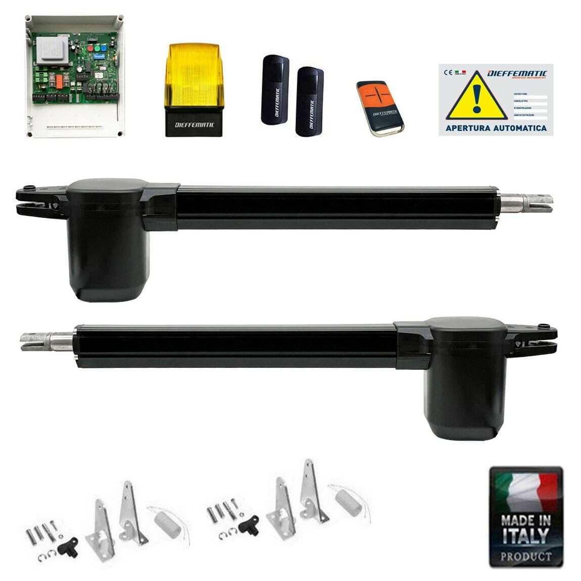 KIT COMPLETO CANCELLO BATTENTE 2 ANTE APRICANCELLO GENIUS APRIMATIC MOTORE 220V