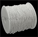 CleverDelights Ball Chain Spool - 330 Feet - 2.0mm Ball - Shiny Silver - 100 Meters - Bulk