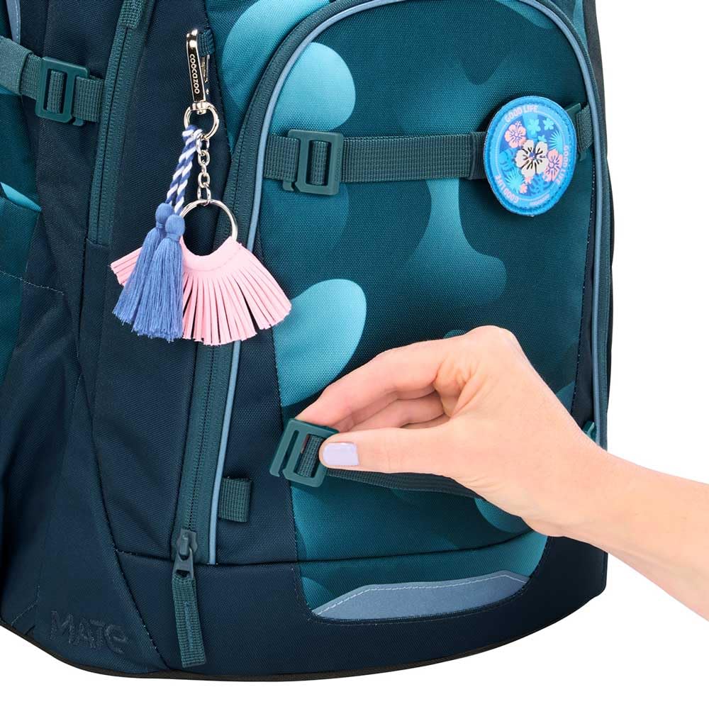 coocazoo MATE Schulranzen-Set 3tlg für Mädchen und Jungen ab der 4. Klasse mit Rucksack. Schlamperetui und Sportbeutel (Aqua Flow)