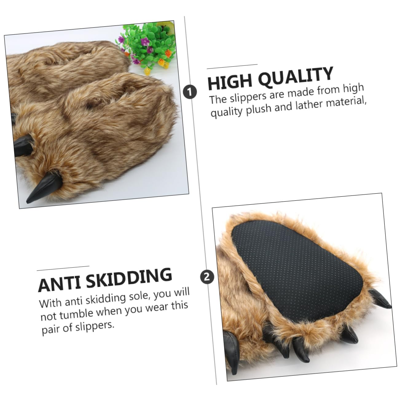 Pantofole ad artiglio d'orso ciabatte invernali ciabatte casa pantofole calde scarpe da per animali unisex di peluche unisex