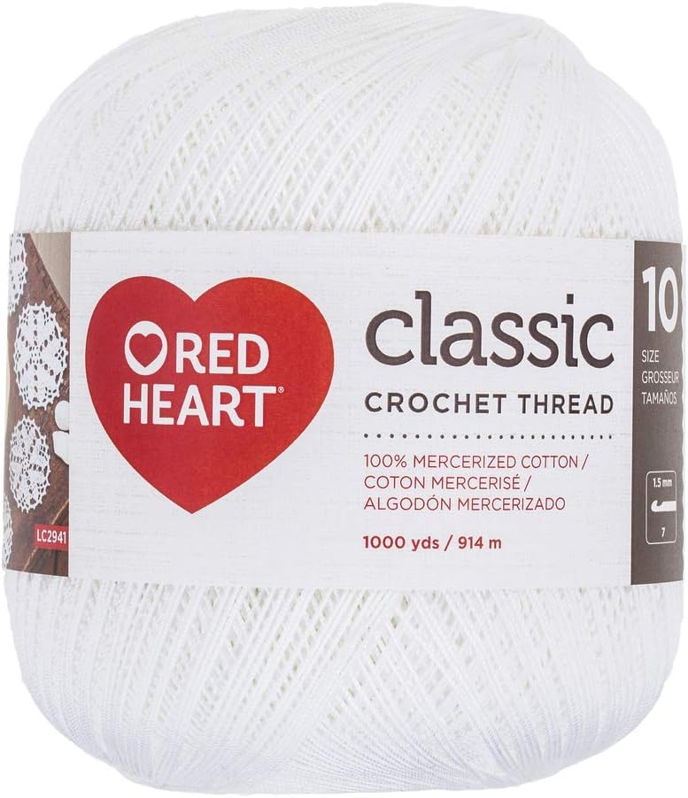Image of Red Heart Classic Crochet, Thread White Size 10 (Pack of 5)