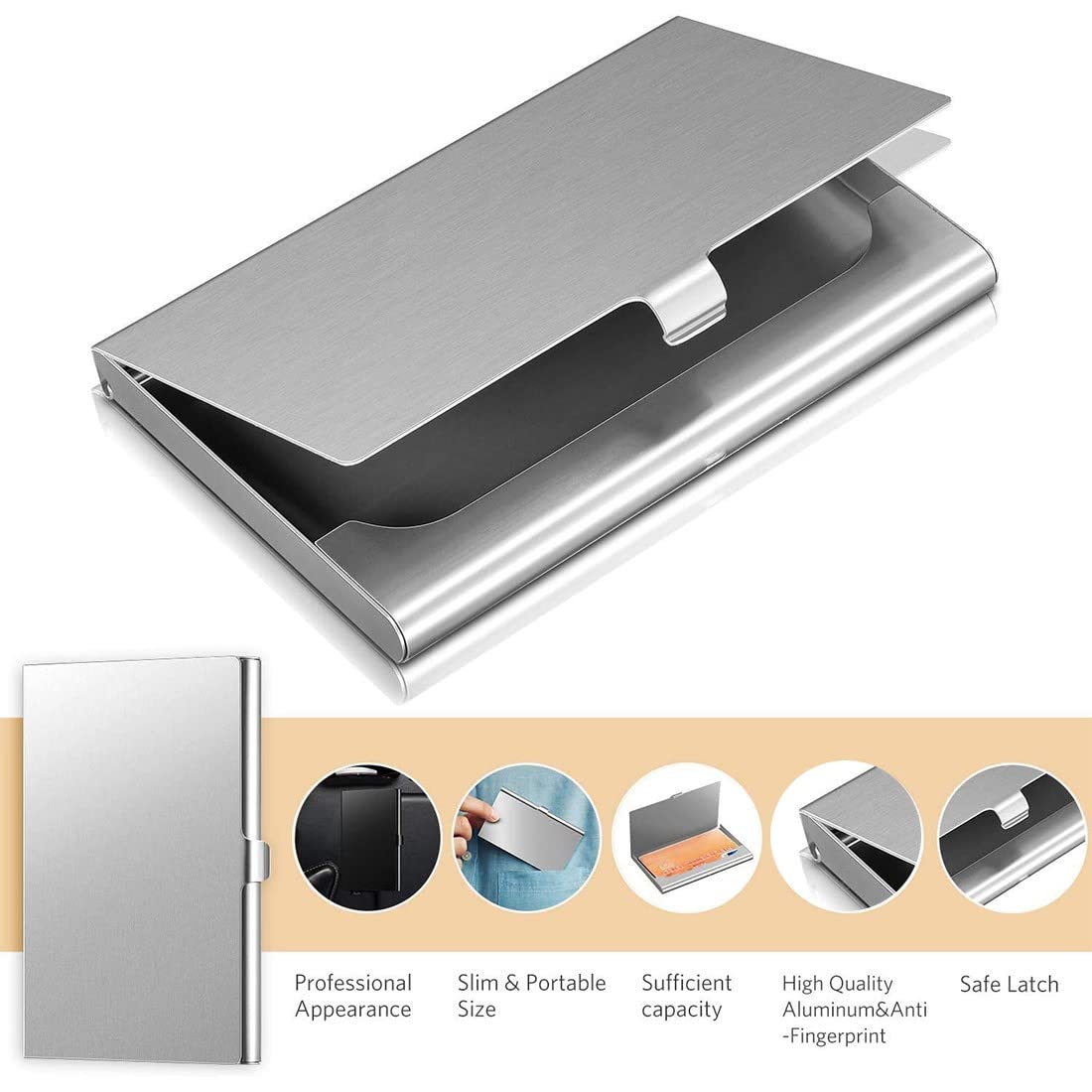 Porta Biglietti da Visita in Alluminio Custodie 2 Pezzi Porta Carte Sottile Professionale