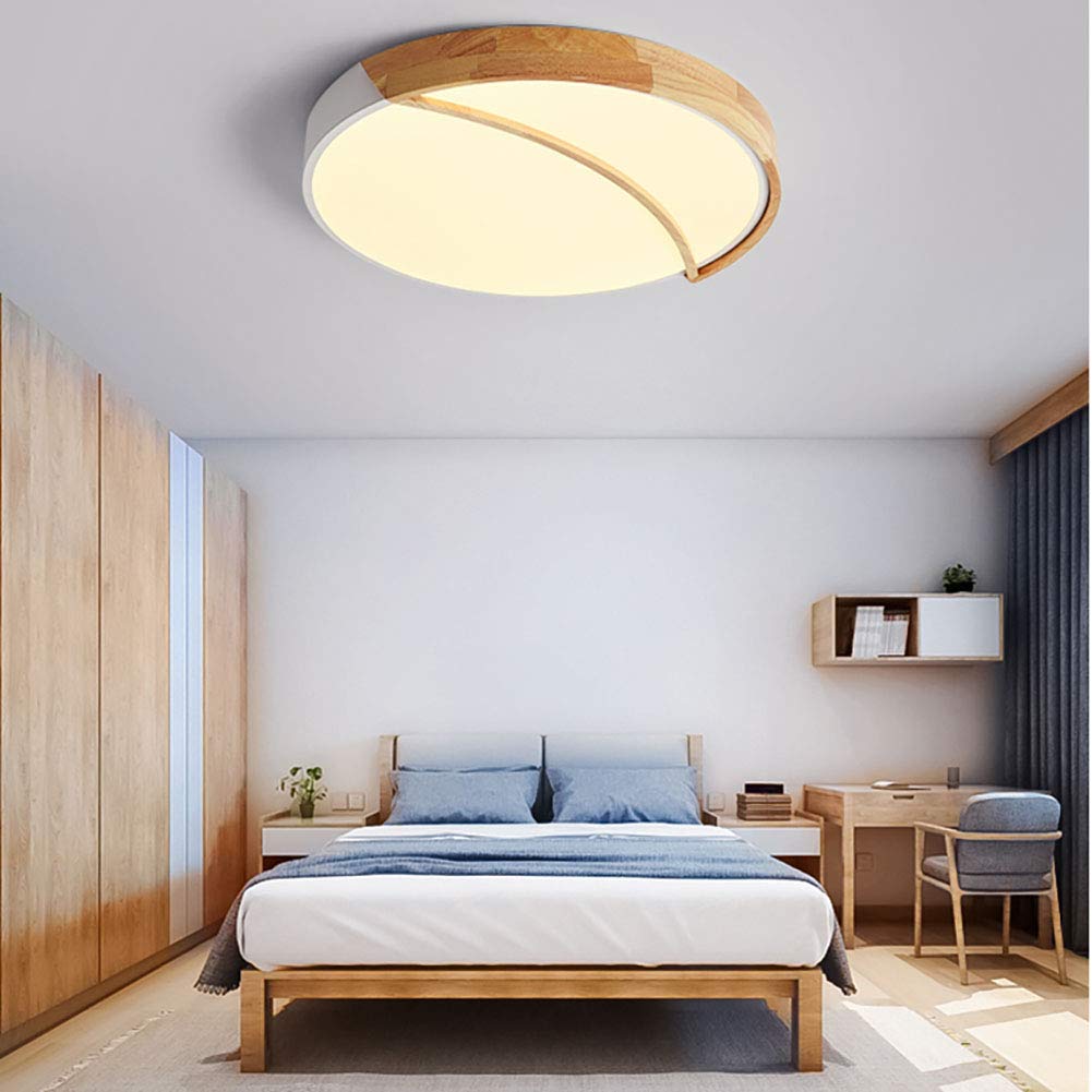 Plafonnier Led De Chambre En Rondins,Plafonnier Rond En Bois De La Chambre,Éclairage Créatif Du Salon,Creative Wood Art Light,Lumière De La Chambre Chaleureuse Et Romantique,Plafon-Lumière tricolore b