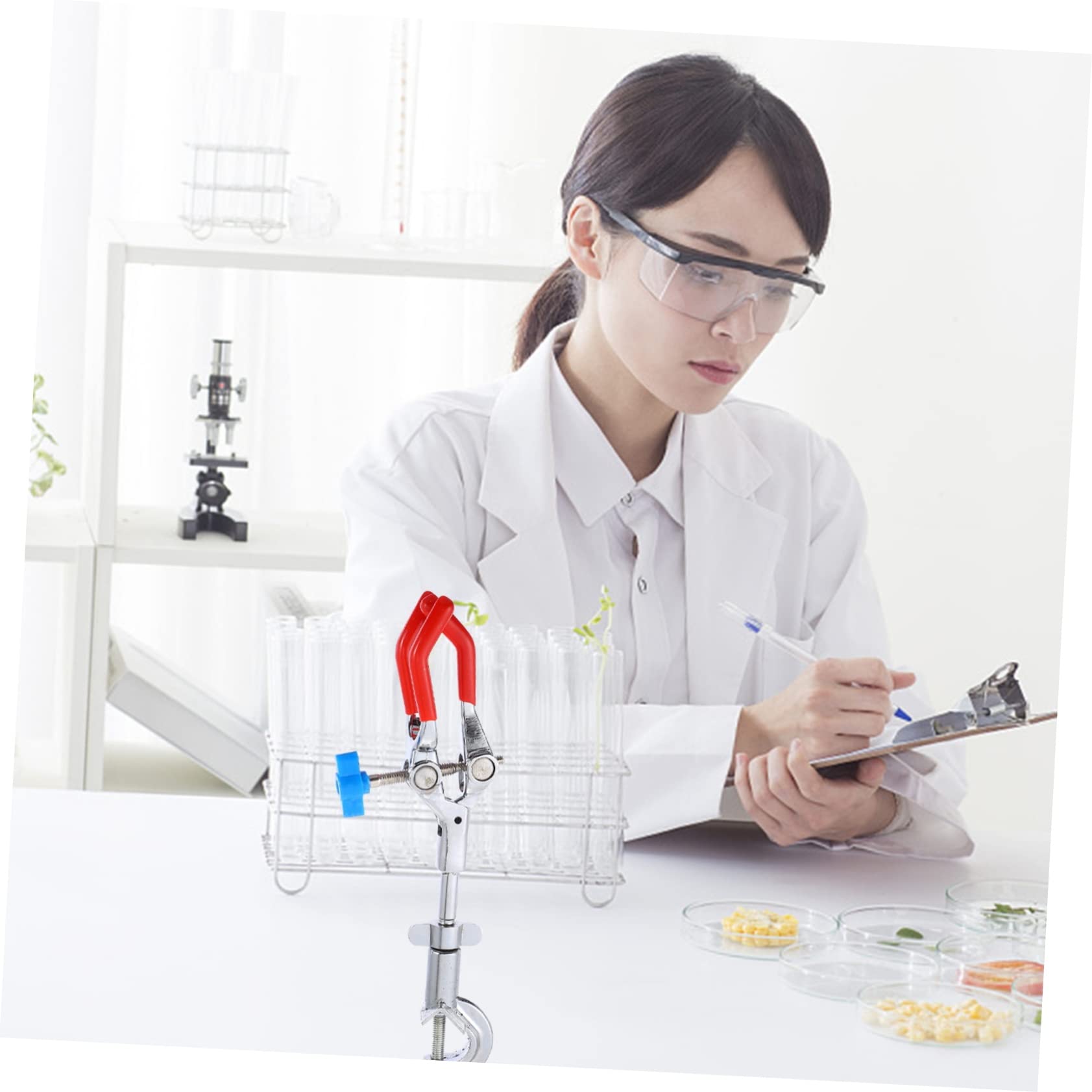 TOPBATHY 4 Pezzi Pinza da Laboratorio Fessure con Base Fissabile Clip Resistente Alla Corrosione per Sperimentali per Condensatore e Attrezzature