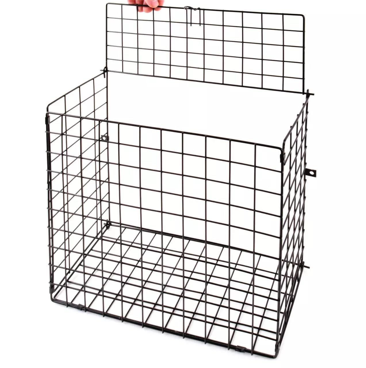 Jaula para buzón con fijaciones, cesta protectora de puerta, color negro
