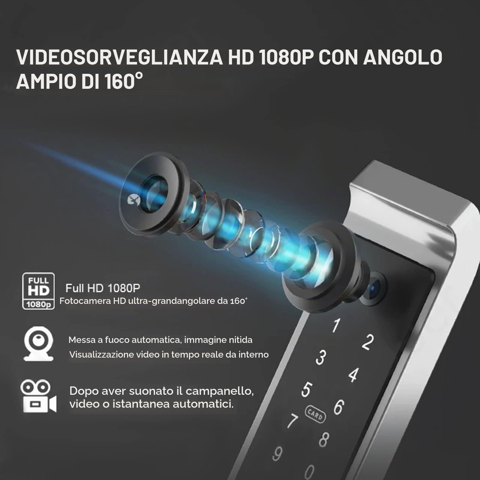 Serratura Smart Porta Blindata, Serratura Elettronica con Controllo App,Serratura della Porta biometrica, Serratura della Porta di Sicurezza Elettronica per casa Camera da Letto Ufficio