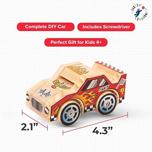Miniatura 4 de Combo de camión monstruo y coche de madera DIY con calcomanías, kit de construcción para niños, juguetes de construcción de troncos, manualidades de