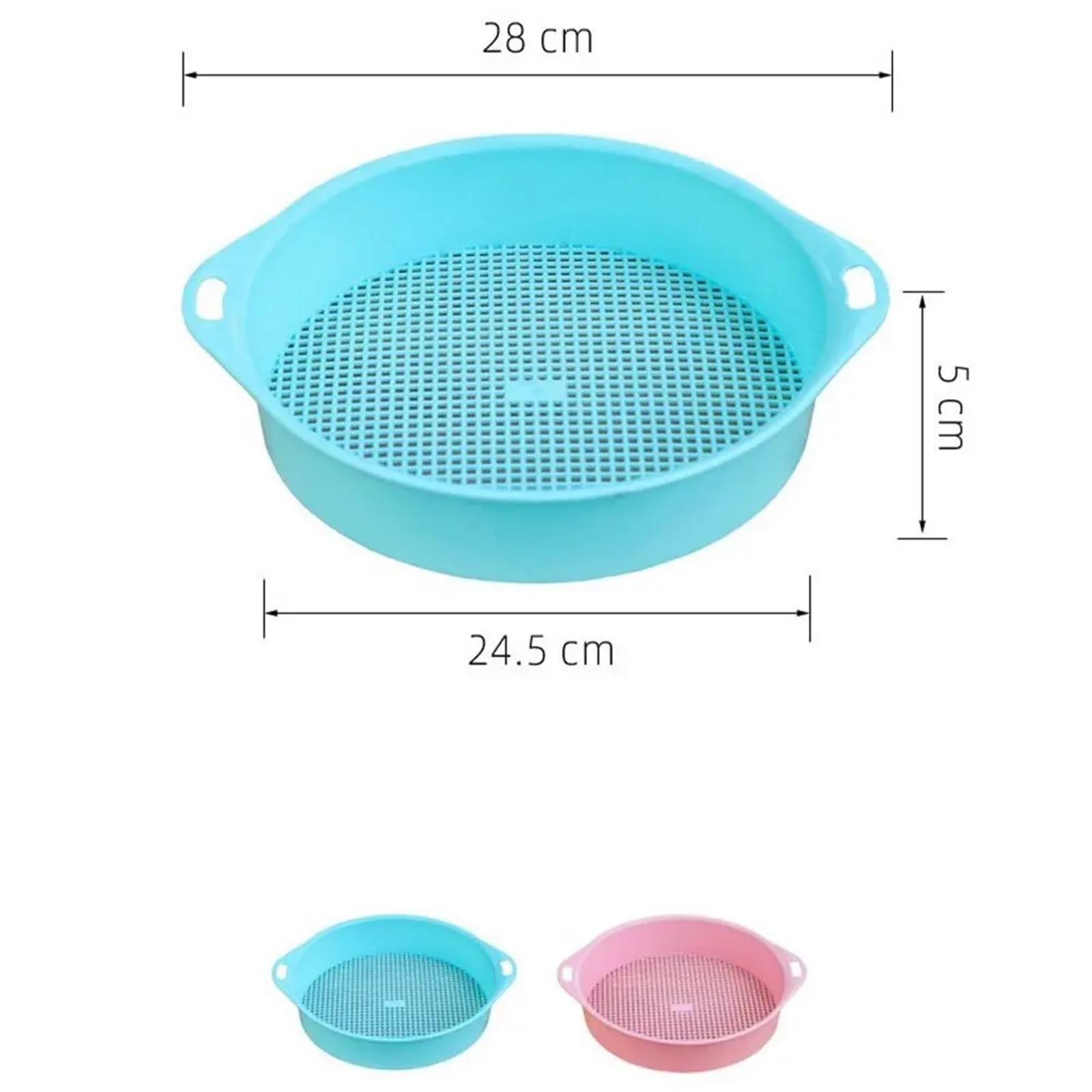 Plastikowe sito ogrodowe 5-częściowy zestaw do przesiewania do kamieni z piasku kompostowego o rozmiarach oczek od 3 mm do 12 mm(Blue)