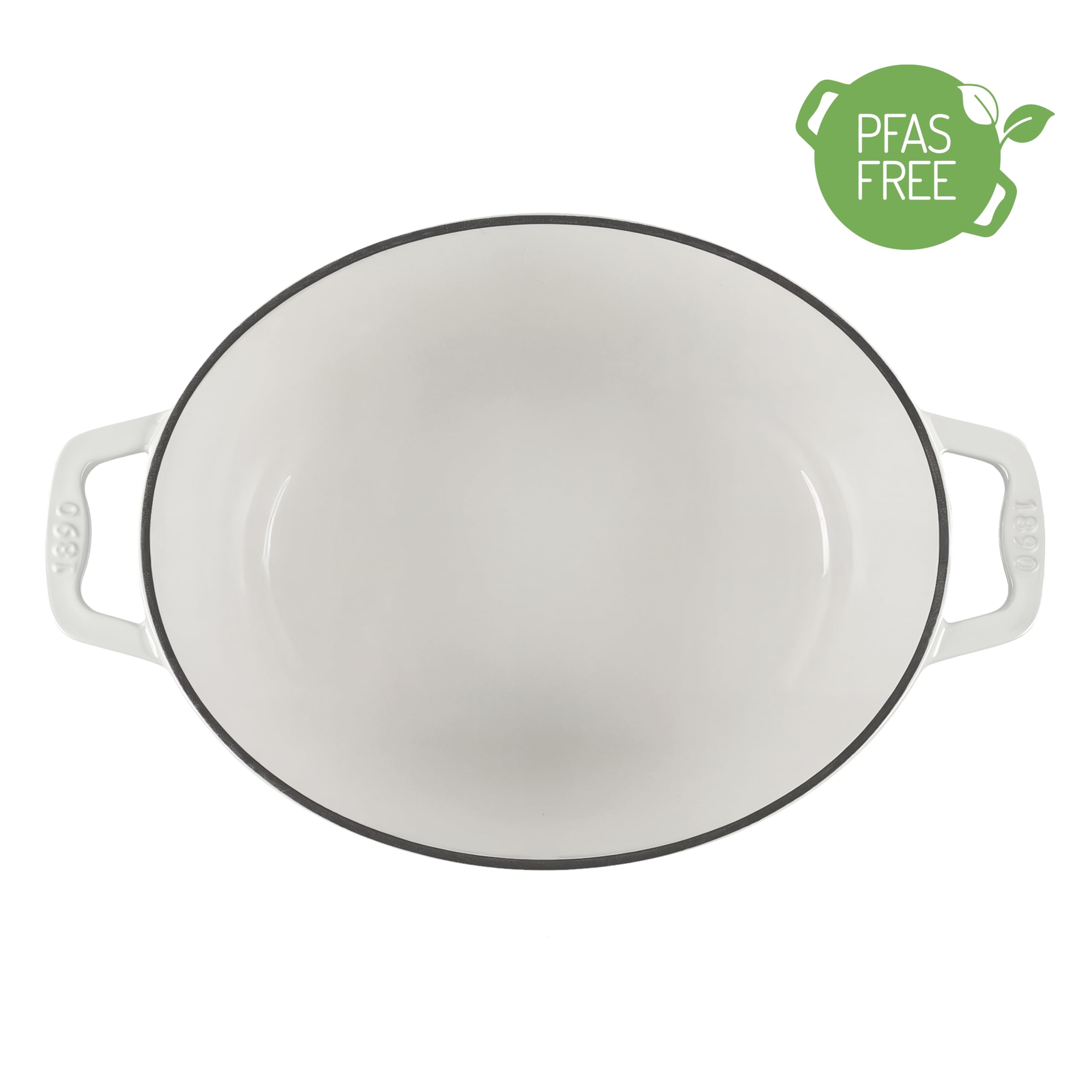 IENA36 - Cacerola de hierro fundido esmaltado, capacidad 7,7 L, color beige, compatible con todos los fuegos, inducción, gas, eléctrica, parrilla, horno, tapa fundida, ideal