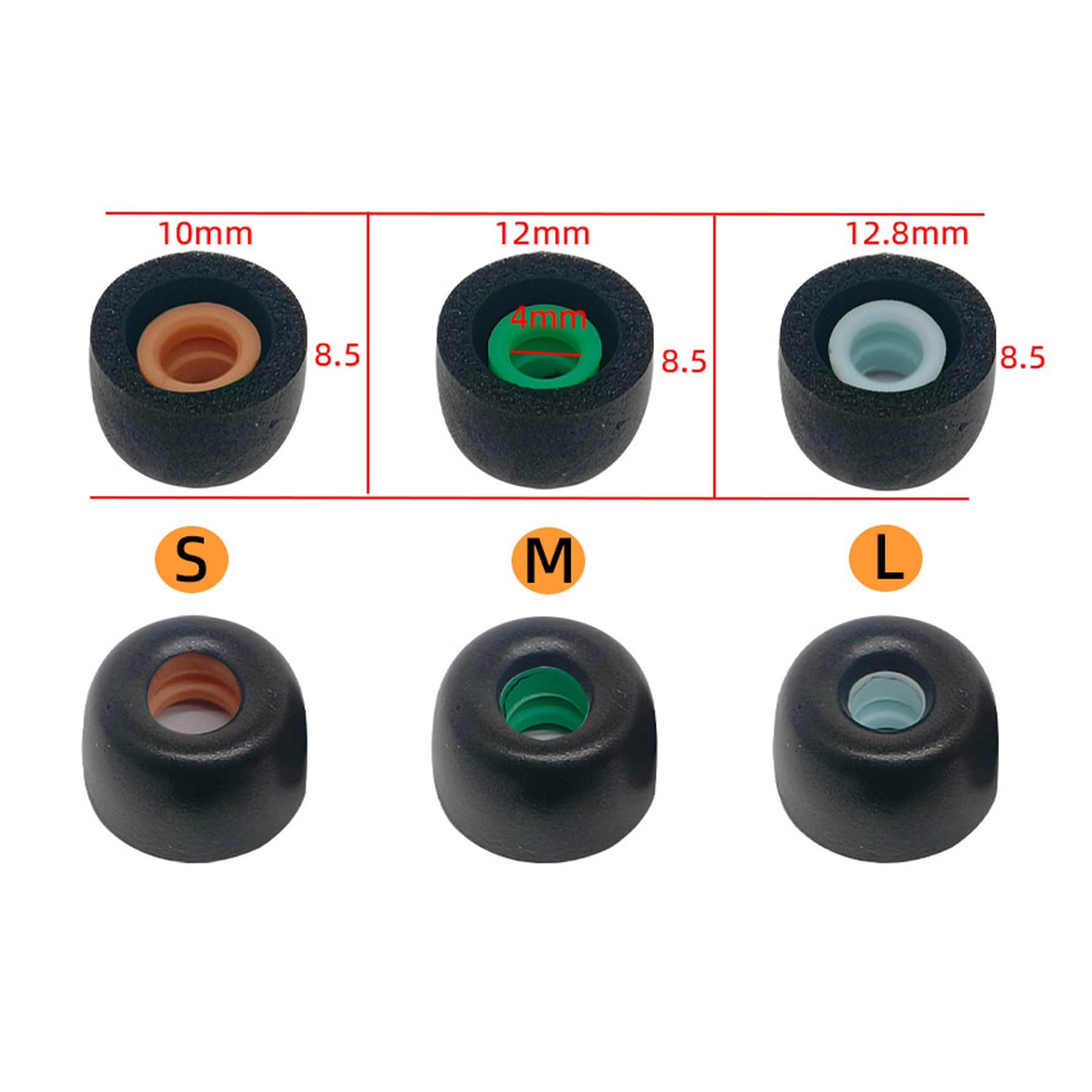 Almohadillas de Espuma viscoelástica con cancelación de Ruido compatibles con Auriculares Sony WF-1000XM4 / 1000XM5 / 1000XM3, [Cabe en la Funda], L/M/S, Negro, 3 Pares