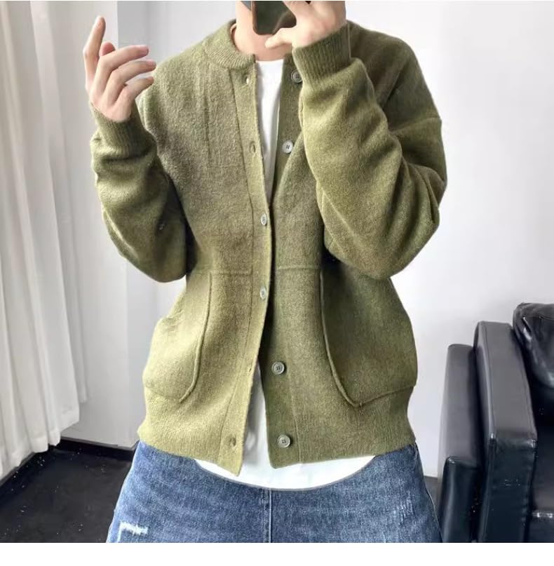 Men's Cardigan Sweaters Wool Casual Solid Crewneck Button Down Sweater Spring and Autumn Knitted Sweaters3