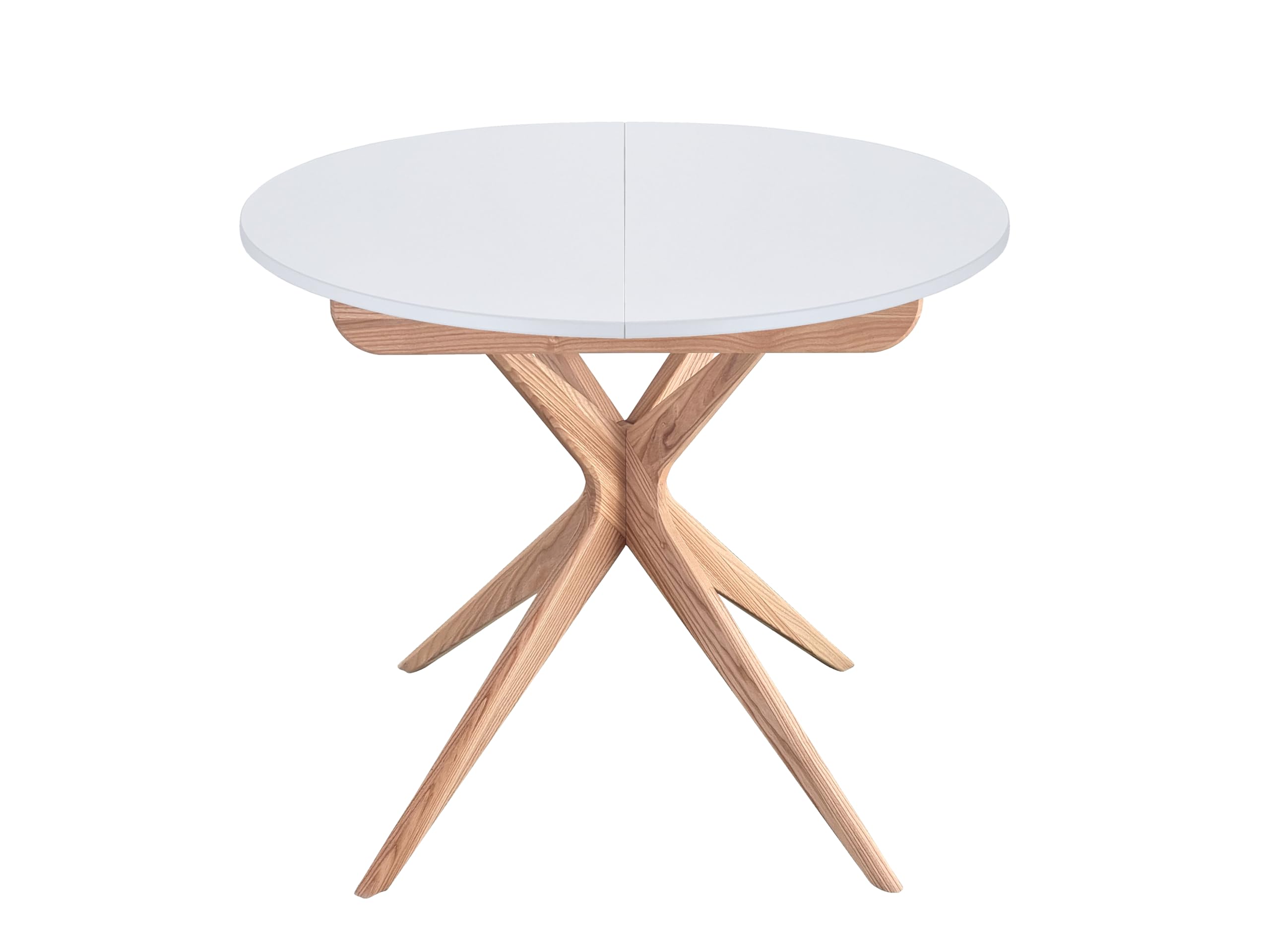 RAGABA Mesa de comedor redonda extensible 90 cm Jubi Blanco