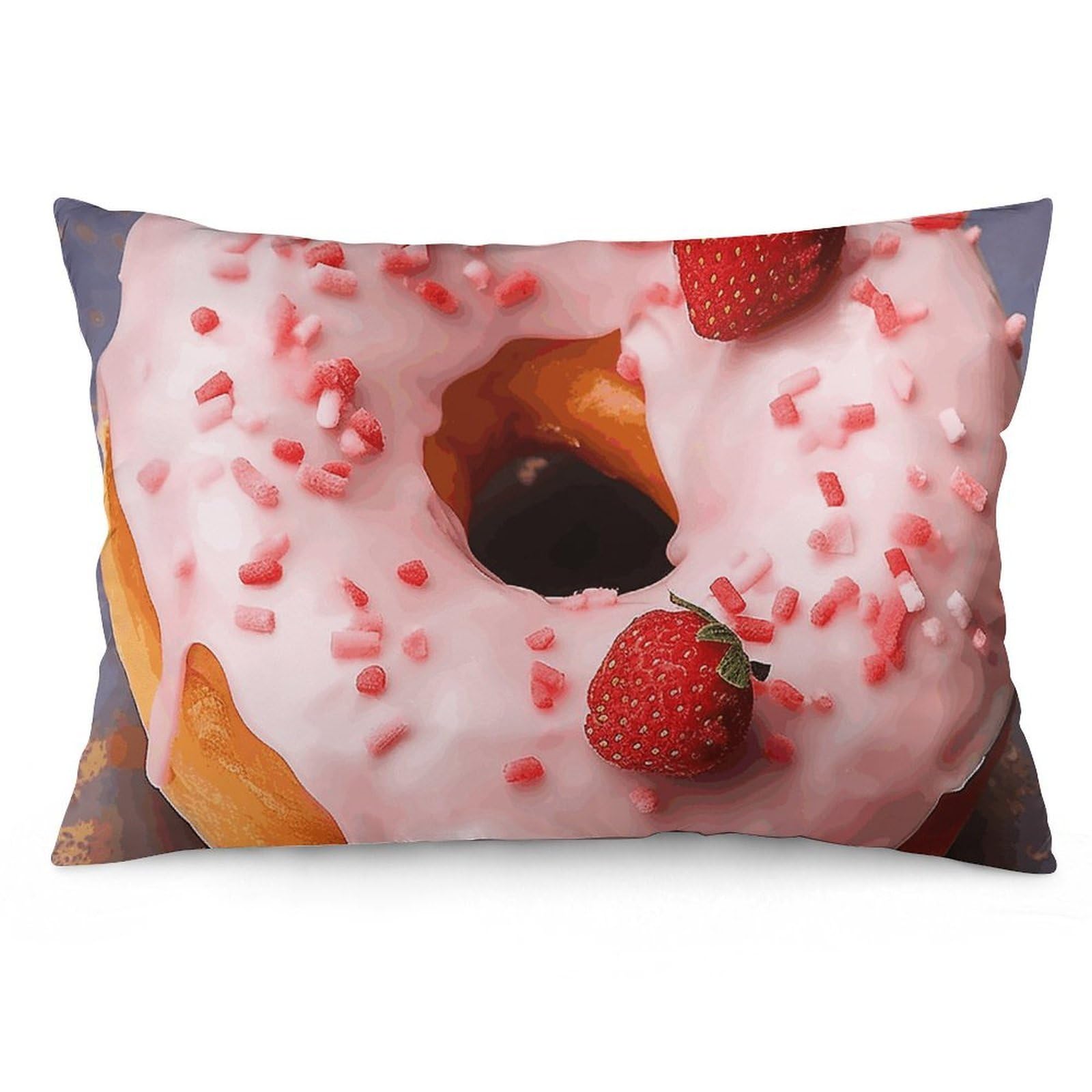 2 Pack Pillow Cases for Hair and Skin, Soft Breathable Pillow Case Covers with Hidden Zipper, Strawberry Donut Pillowcase 12 "x20 Pillow Covers for Sleeping Gift