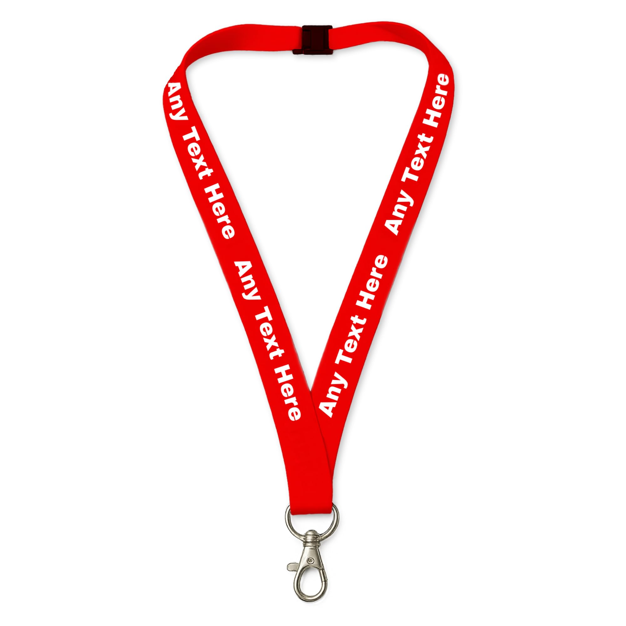 Printed Lanyards Personalised Custom Any Text Colour Lanyard Safety Break ID Card Holder. Visitor Security Company Event Gig Show Staff Teacher NHS Nurse (Red)