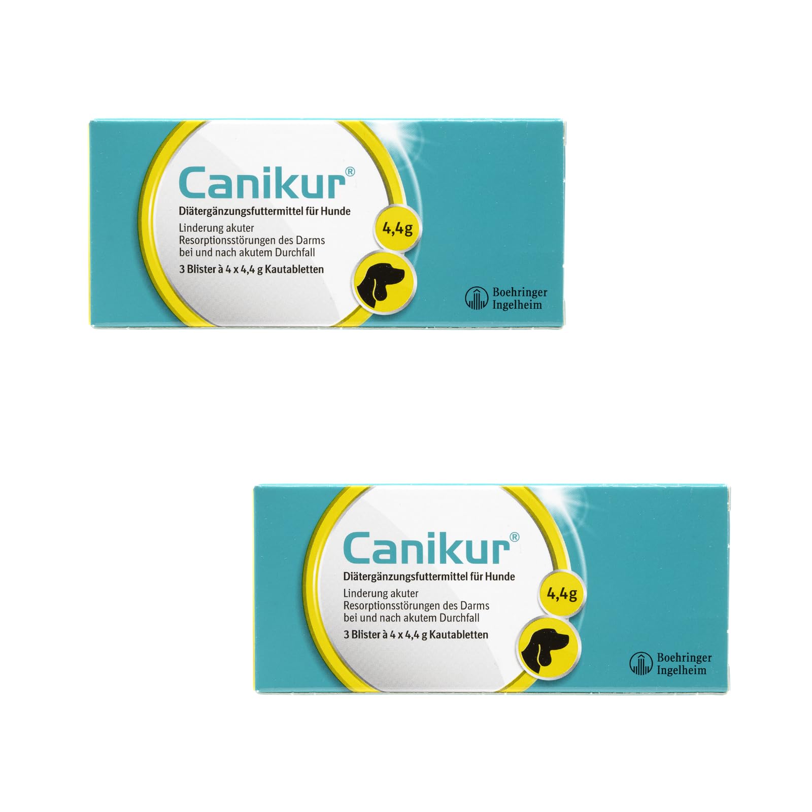 Boehringer Ingelheim Canikur | Doppelpack | 2x 3x 4 Kautabletten | Diätergänzungsfuttermittel für Hunde | Zur Regulation der Darmfunktion bei Durchfallerkrankungen von Hunden