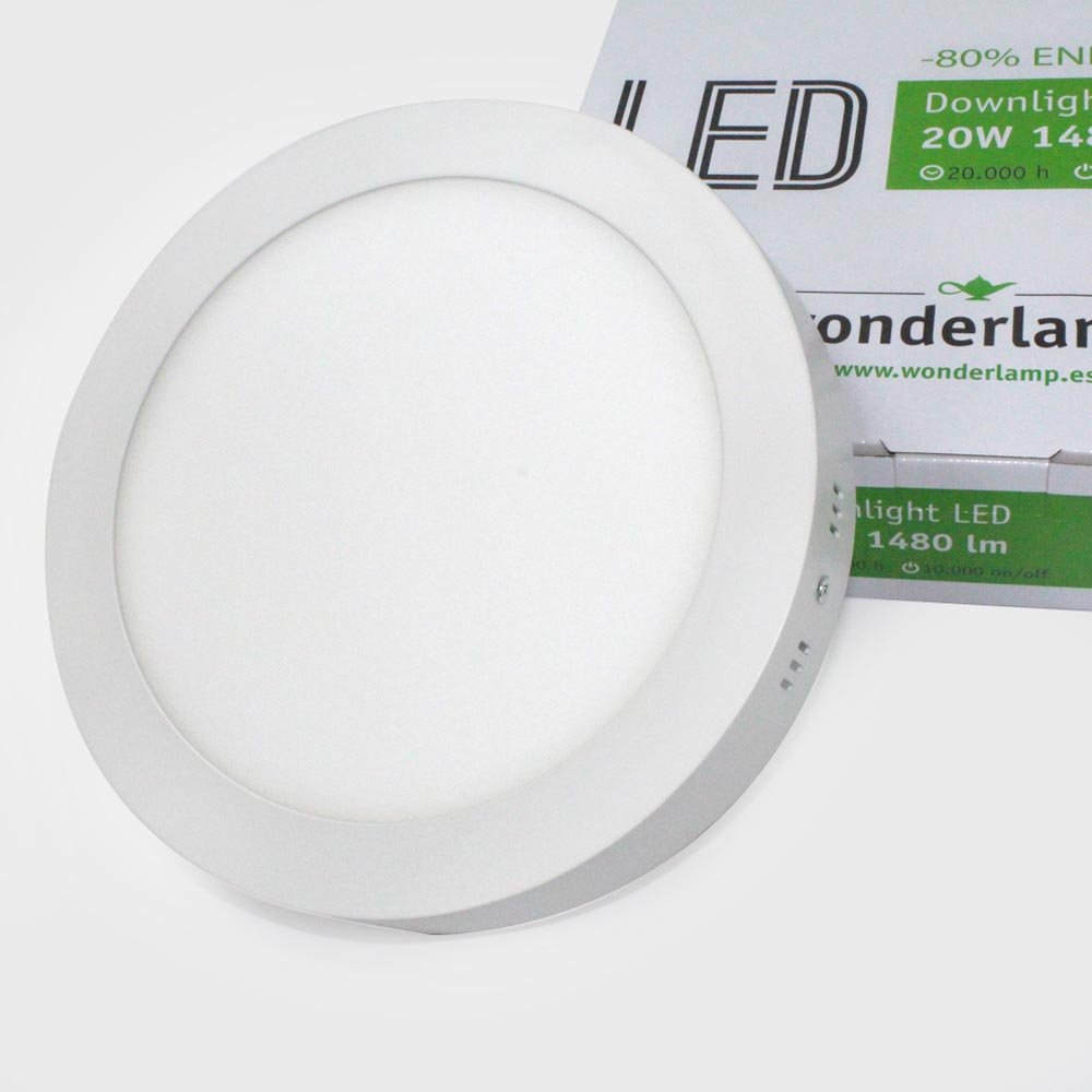wonderlamp W-E000049 Downlight - Led superficie redondo, 20 W, color blanco