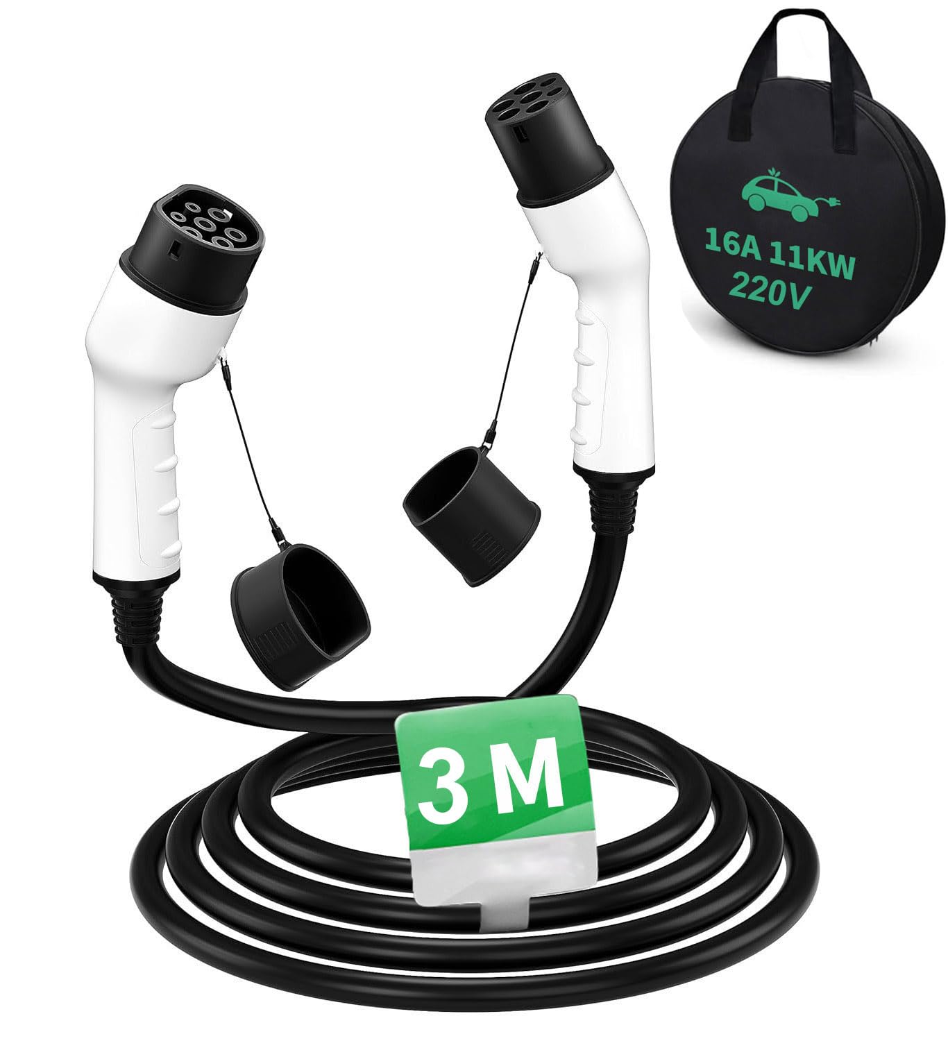 Typ 2 Ladekabel EV Ladegerät 16A 11kW 3 Phase EV Charger mit IP54, IEC-62196-2 geeignet für Allen Typ-2-Modellen Kompatibel Elektroautos (3M 220V)