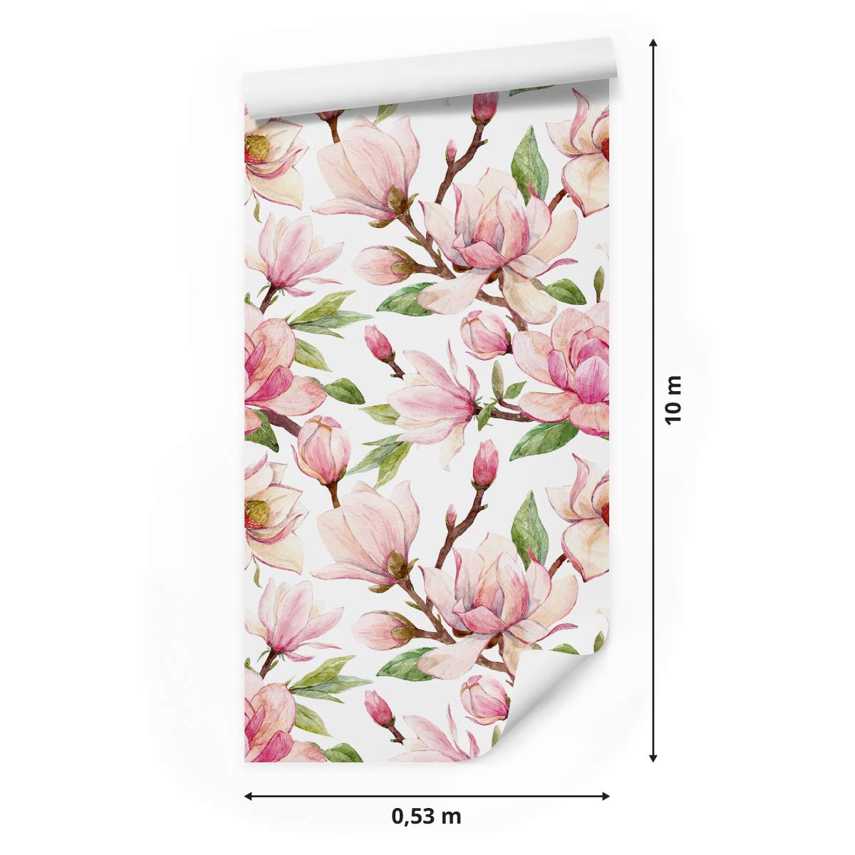 Muralo Tapete 10m Rolle Vlies Tapete Natur Pflanzen Flora Blumen Magnolien Blätter Vliestapete 1000 x 53cm Wand Tapete Wohnzimmer Schlafzimmer Moderne Wanddeko Wand Dekoration