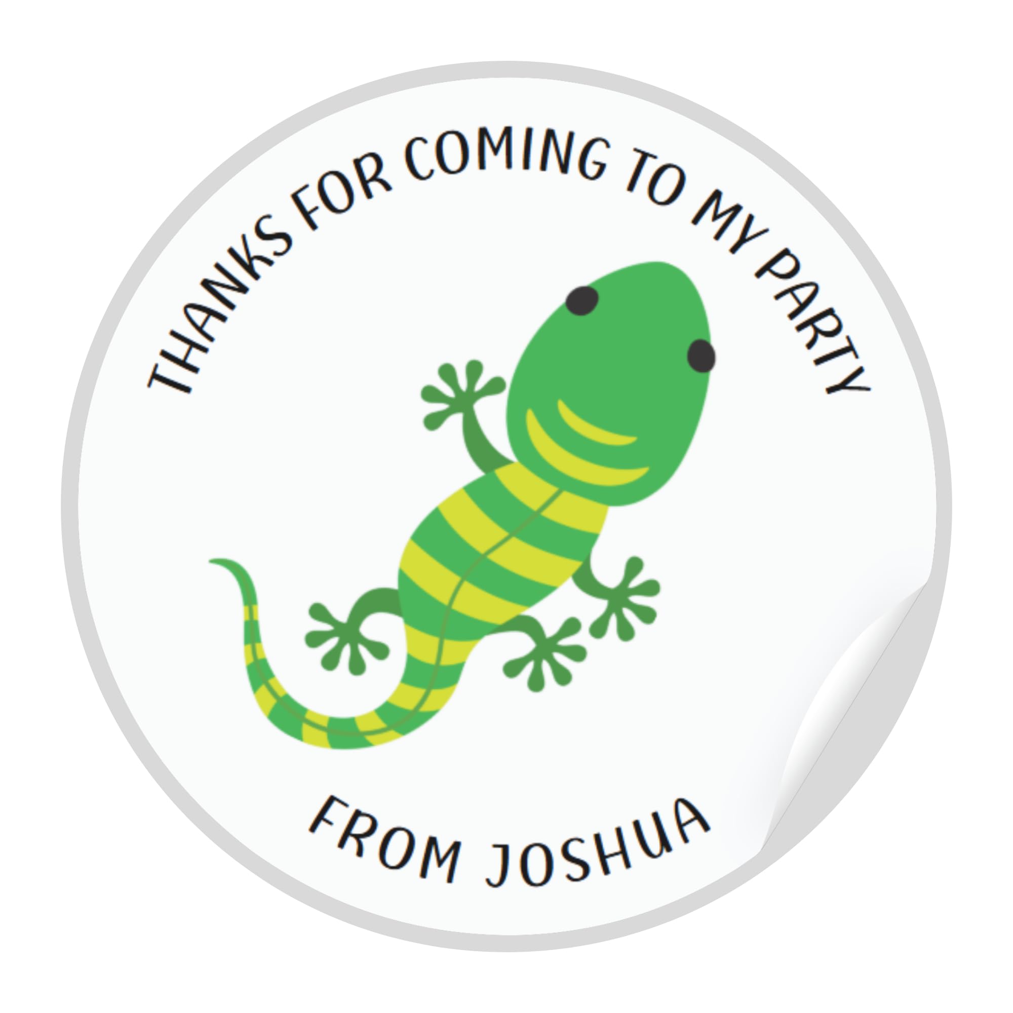 Personalised Lizard Reptile Birthday Stickers - Thank You for Coming to My Party (51mm (15 Stickers))