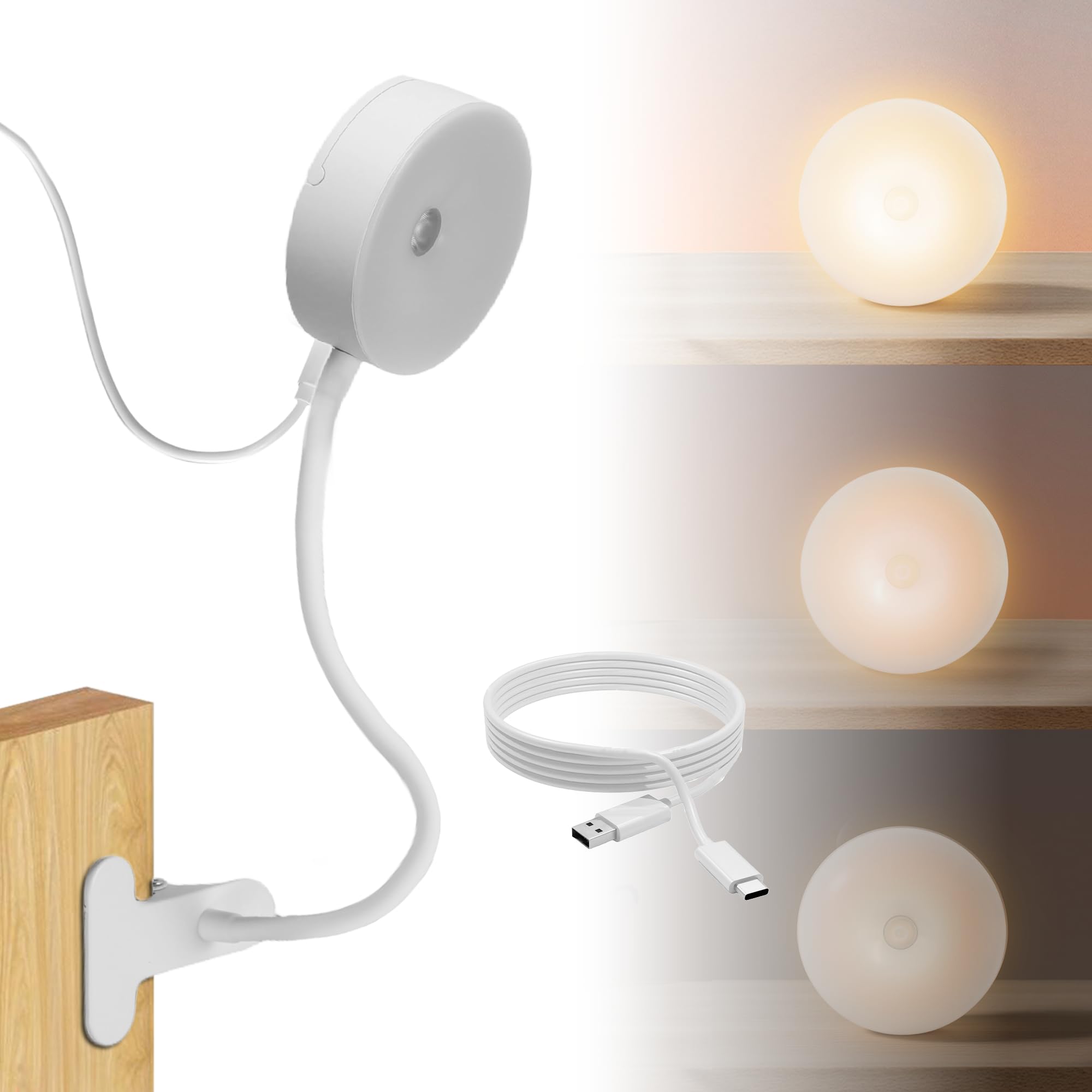 Clipable Sunrise Alarm Clock for Heavy Sleepers, Adjustable Sunlight Wake-Up Light with Music & White Noise, Gentle Gradual Brightening Lamp for Kids & Adults, for Bedroom, Travel or Dorm