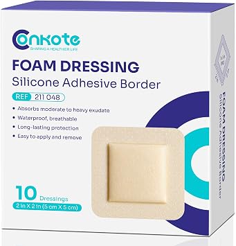 Silicone Foam Dressings 2'' X 2'', Large Bandages for Wound Care, 10 Pack