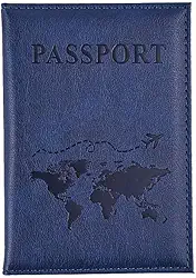 Capa para cartão de couro PU unissex nova moda simples capa de passaporte mundo fino para viagem porta-passaporte carteira presente, Azul escuro, Moderno