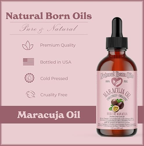 Miniatura 3 de Natural Born Oils Aceite de maracuja (semilla de maracuya) de 4 onzas, 100% puro y natural, orgánico, prensado en frío, sin refinar, rejuvenecedor,