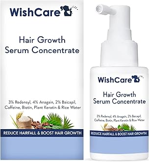 WishCare Hair Growth Serum Concentrate | Redensyl, Anagain & Rosemary | Boosts New Growth & Controls Hairfall | Hair Growth Serum for Scalp | In-Vivo Tested | For Men & Women | 30ml