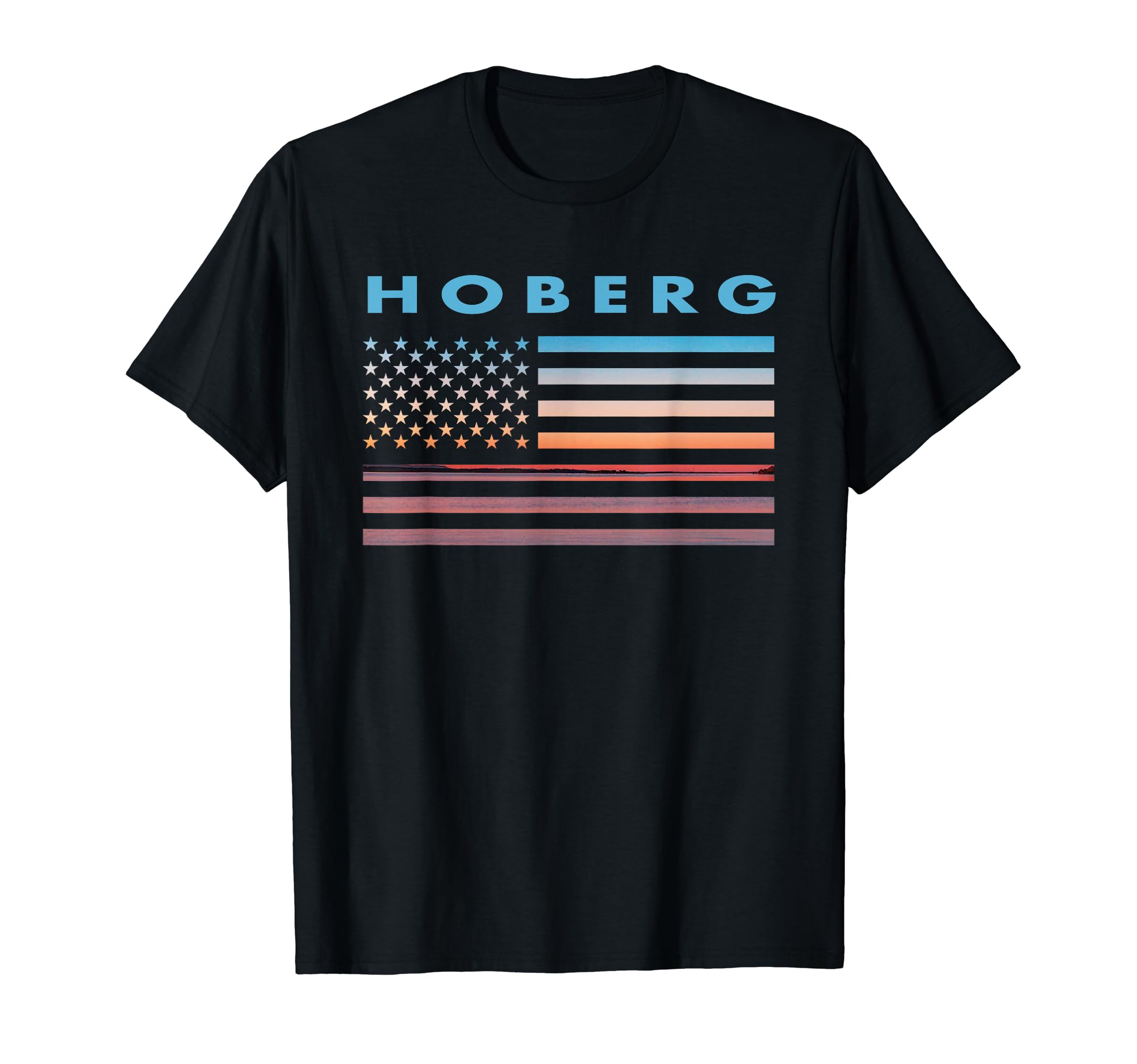 Vintage Sunset American Flag Hoberg, Missouri T-Shirt