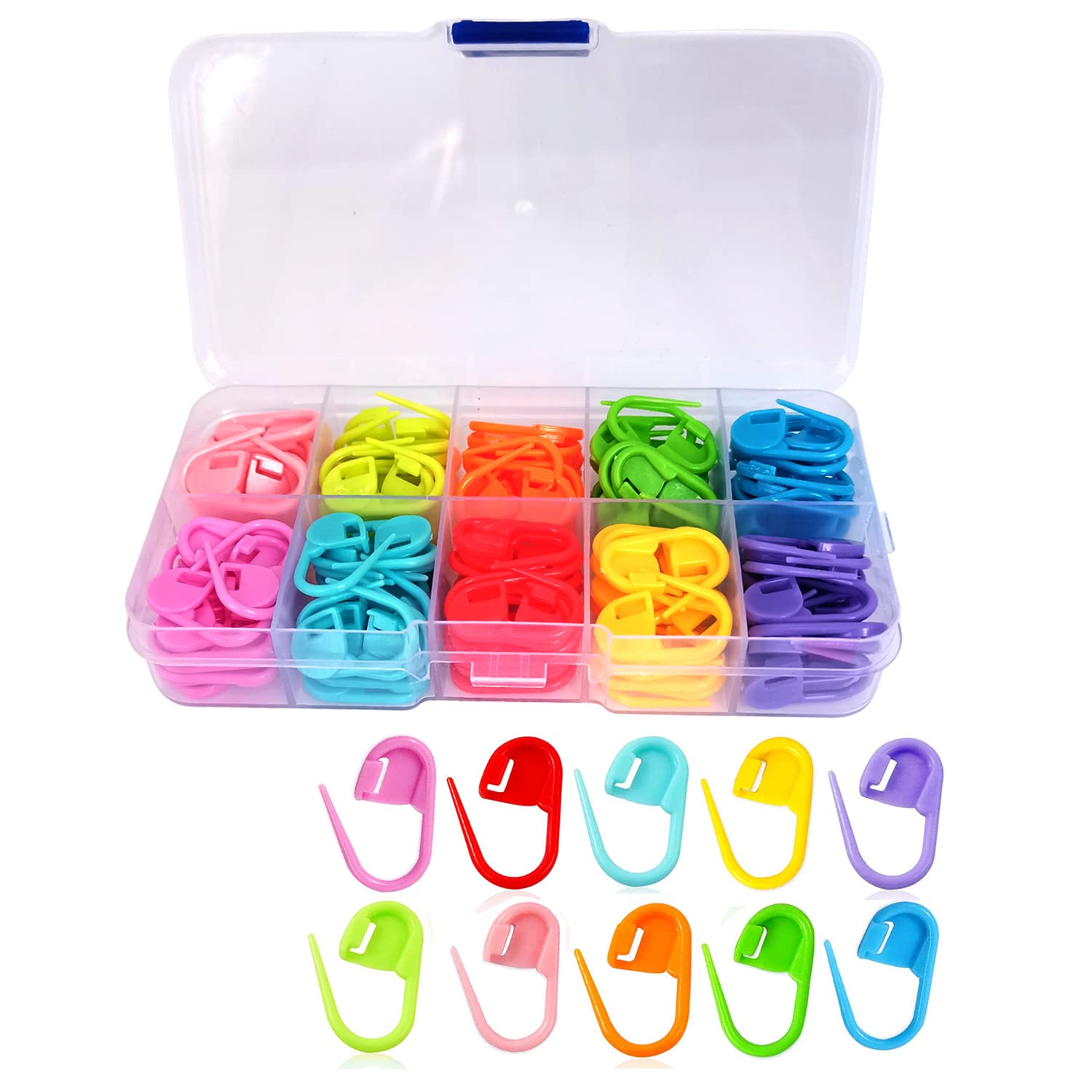 GIRLOOKA150 Pieces Stitch Markers, Colorful Knitting Crochet Locking Stitch Needle Place Markers Crochet Clip Counter 10 Colors