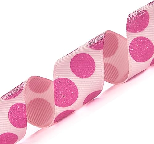 Morex Ribbon Sugar Dots - Cinta de grogrén con purpurina, 78 pulgadas por 4 yardas, rosarosa (98805-022)