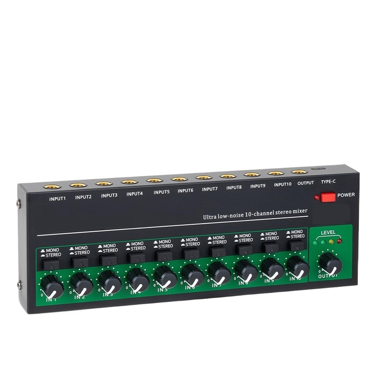 Sound Mixer Stereo Ultra Low Noise Line Mini Sound Mixer 10 Channel Ultra-Compact Low-Noise Stereo Mixer USB Power