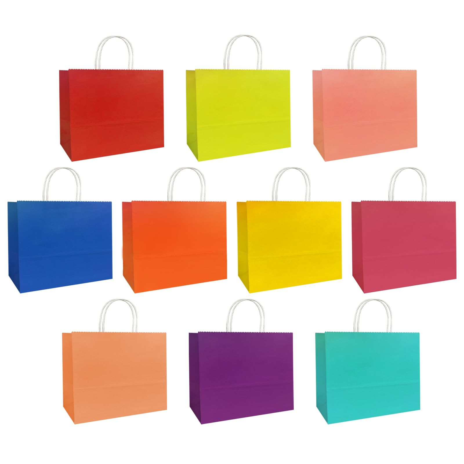Weifeng 50pcs Paper Bags with Twist Handles, 10 Colours Party Gift Bags