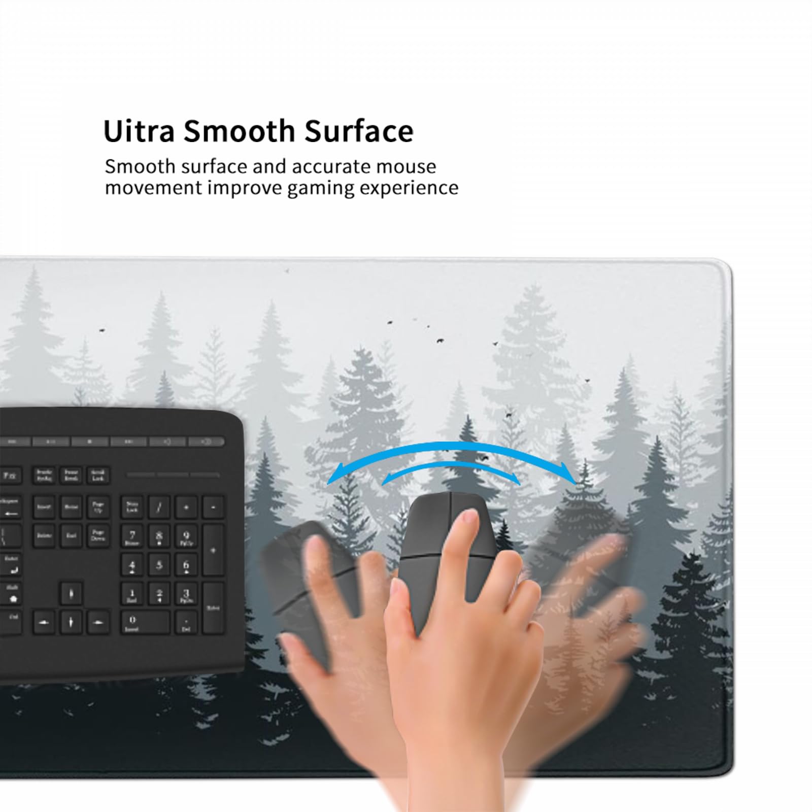 AQQA 3XL - Tappetino per mouse oversize (120 x 61 cm), tappetino per mouse da gaming, motivo sfondo foresta, XXXL, tappetino per mouse lungo esteso con gomma antiscivolo, per laptop, computer e PC,