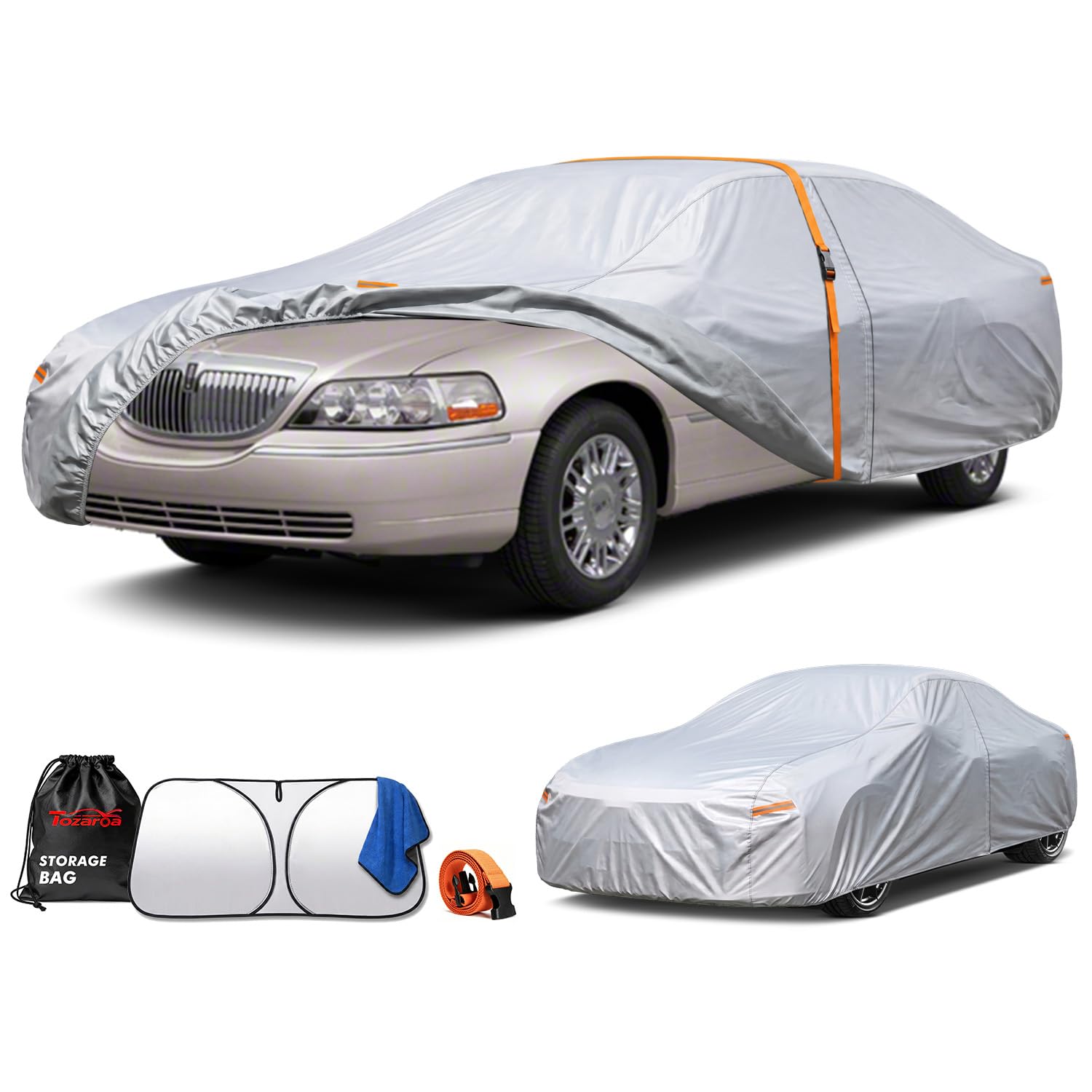 Car Cover Waterproof All-Weather,Heavy-Duty Outdoor Full Exterior Automobiles Sedan/Coupe (Length 186-193 inch) with Windshield Sun Shade Universal Fit Ford Mustang,Chevy Camaro/Corvette etc — view 17