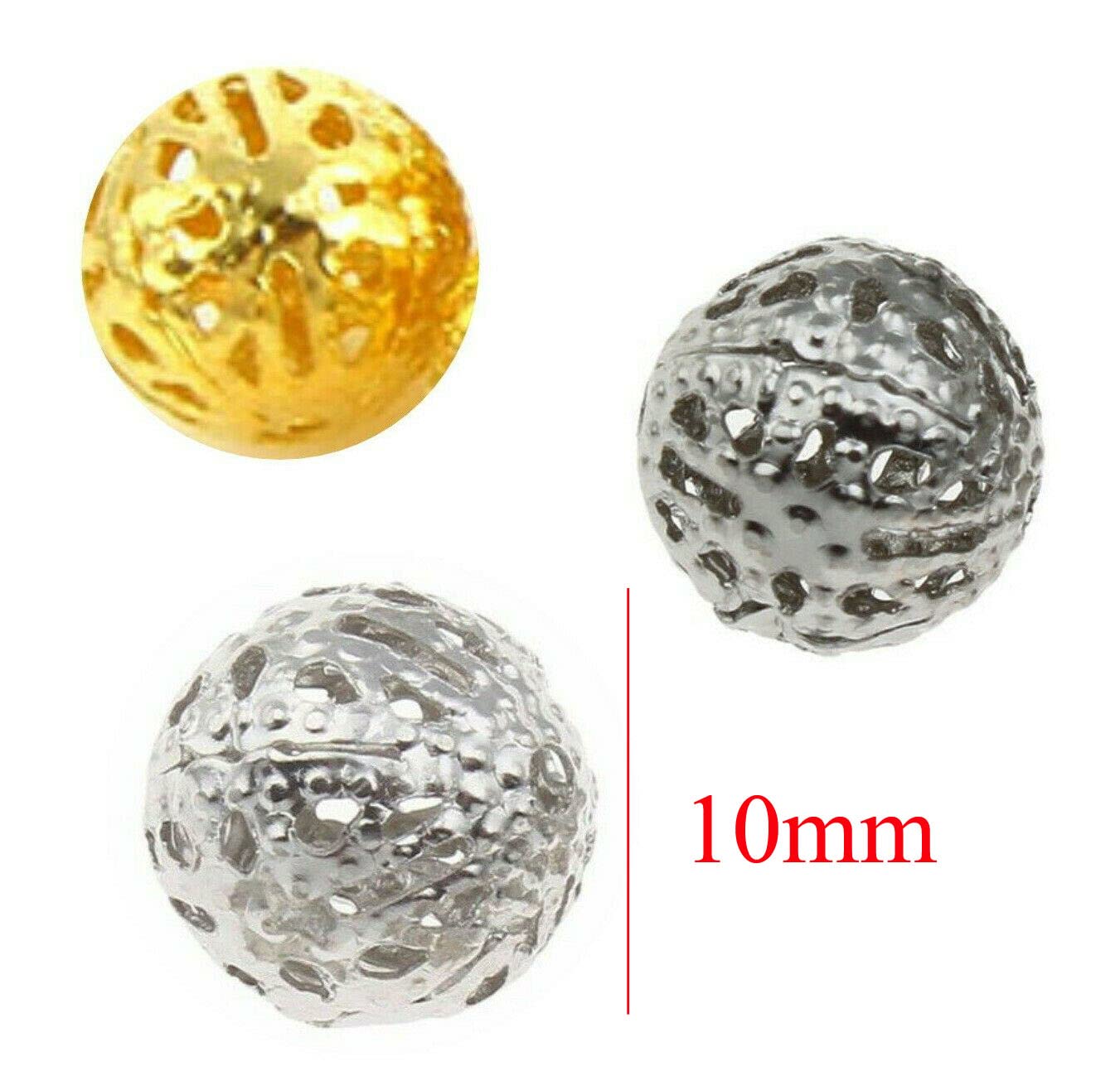 TOAOB Filigran-Hohlkugeln – 100 Stück, 10 Mm, Goldfarben, Metall-Spacer-Perlen Für Schmuckbasteln