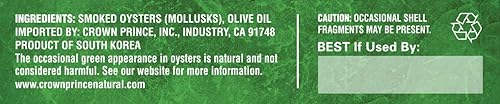 Miniatura 3 de Crown Prince Ostras ahumadas naturales en aceite de oliva puro latas de 3 onzas paquete de 18
