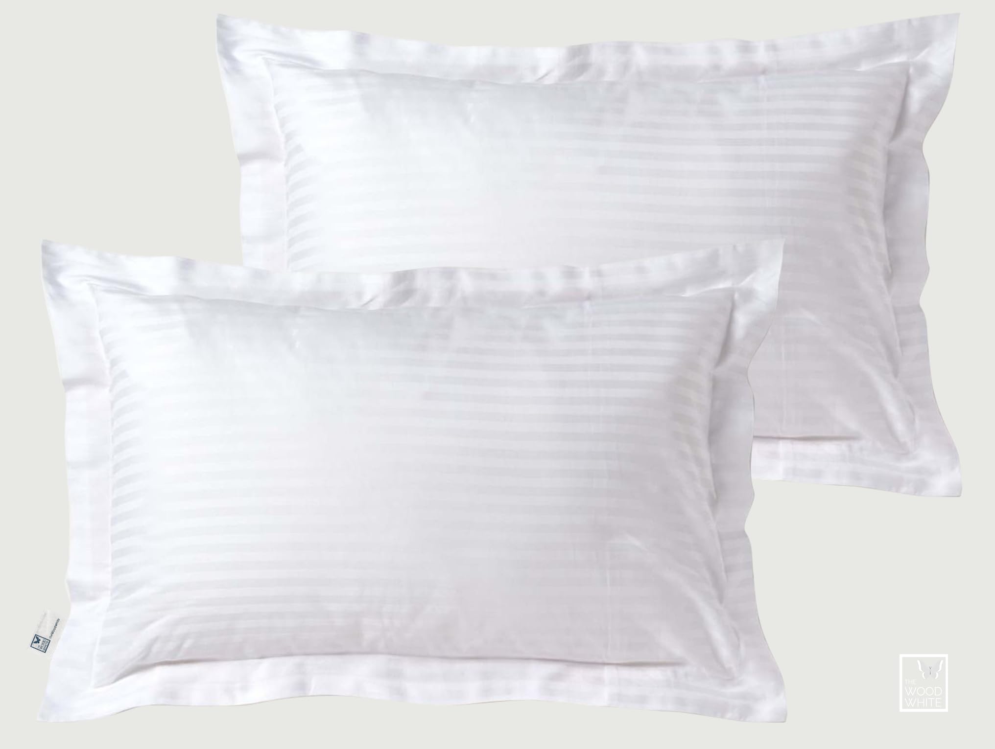 THE WOOD WHITE 100% Egyptian Cotton 600 TC Hotel Style Pillow Covers Set of 2 in 18" x 28" Inch White.-picture-33