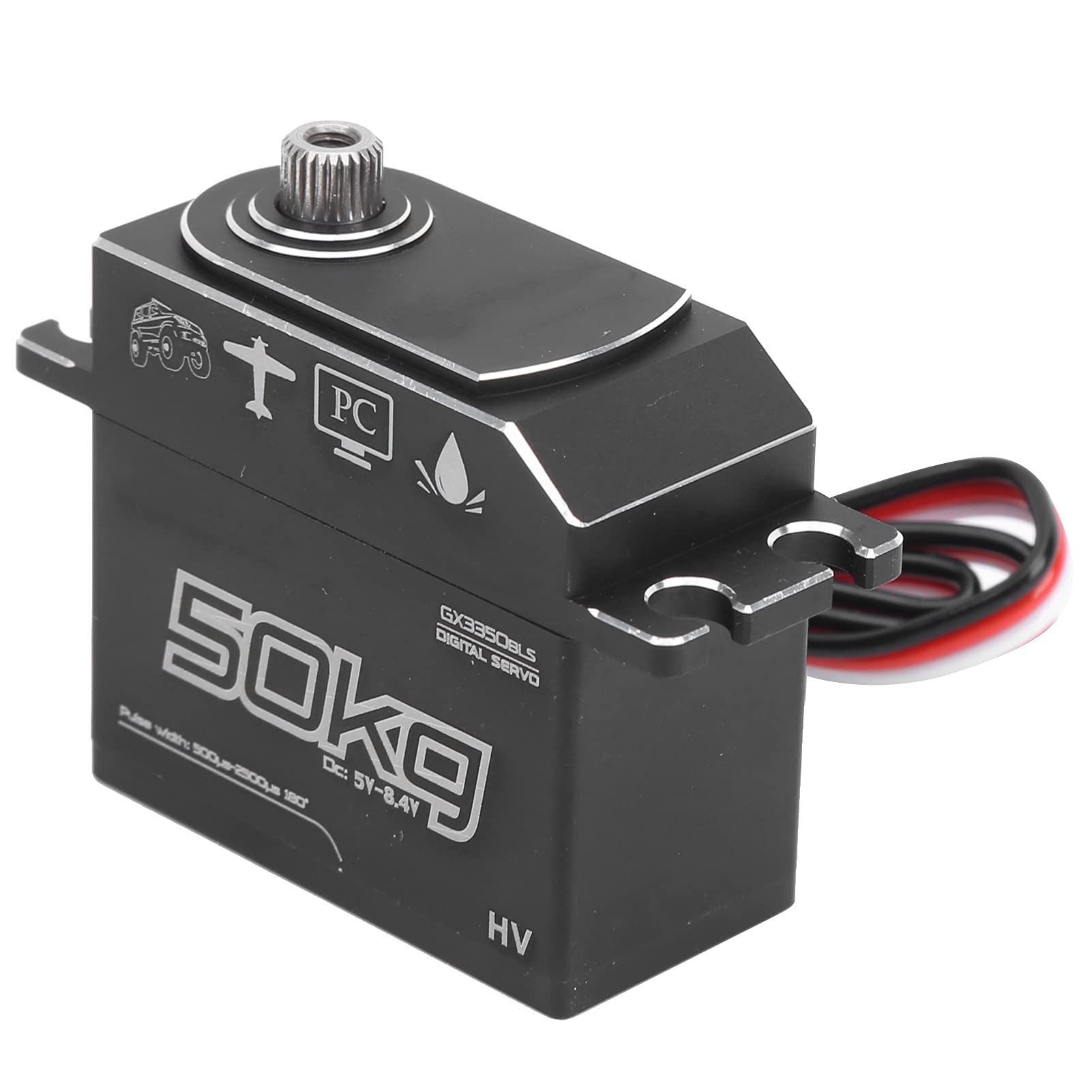 Servo RC Servo 50 Kg, Trasmissione impermeabile in acciaio inox, Servo digitale ad alta coppia per auto da barca 1/10 1/8 RC