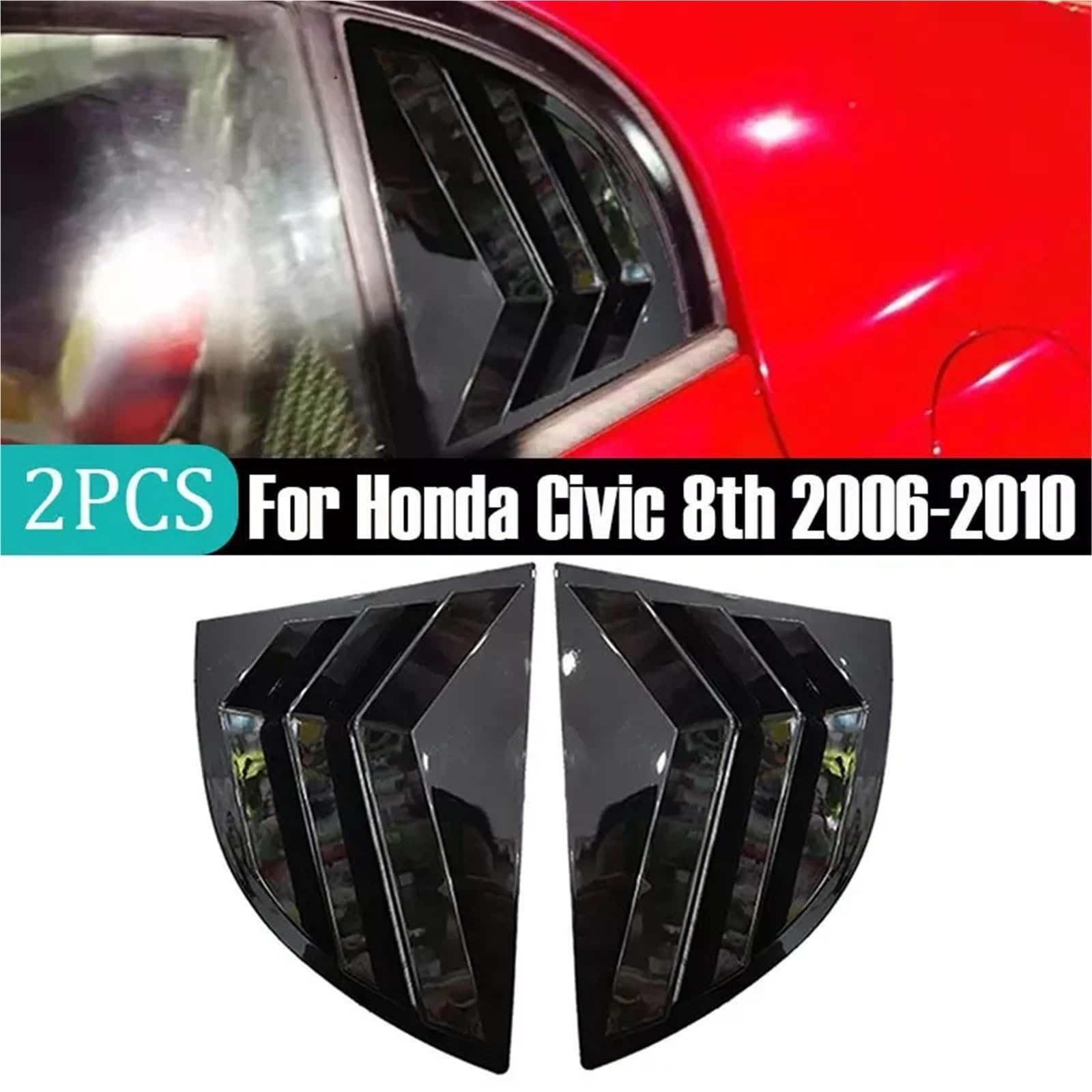 Osłonę bocznej żaluzji samochodu Pasuje do samochodu Honda Civic Sedan 8th 2006-2010, naklejka na tylną żaluzję, boczną osłonę okna, wlot powietrza