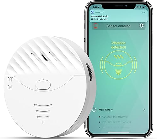 Alarma de ventana de puerta WiFi: alarma inteligente de ventana, sensores de vibración con alarma de 130 dB y alertas de aplicaciones gratuitas,