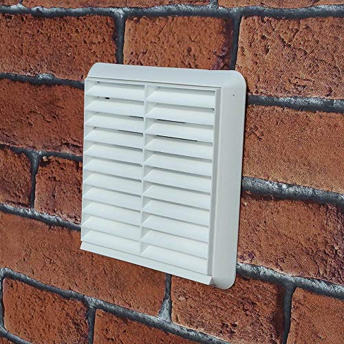 Kair White Louvred Wall Vent Grille 155mm External Dimension with 110mm x 54mm Rectangular Rear Spigot, 110x54mm - Image 4