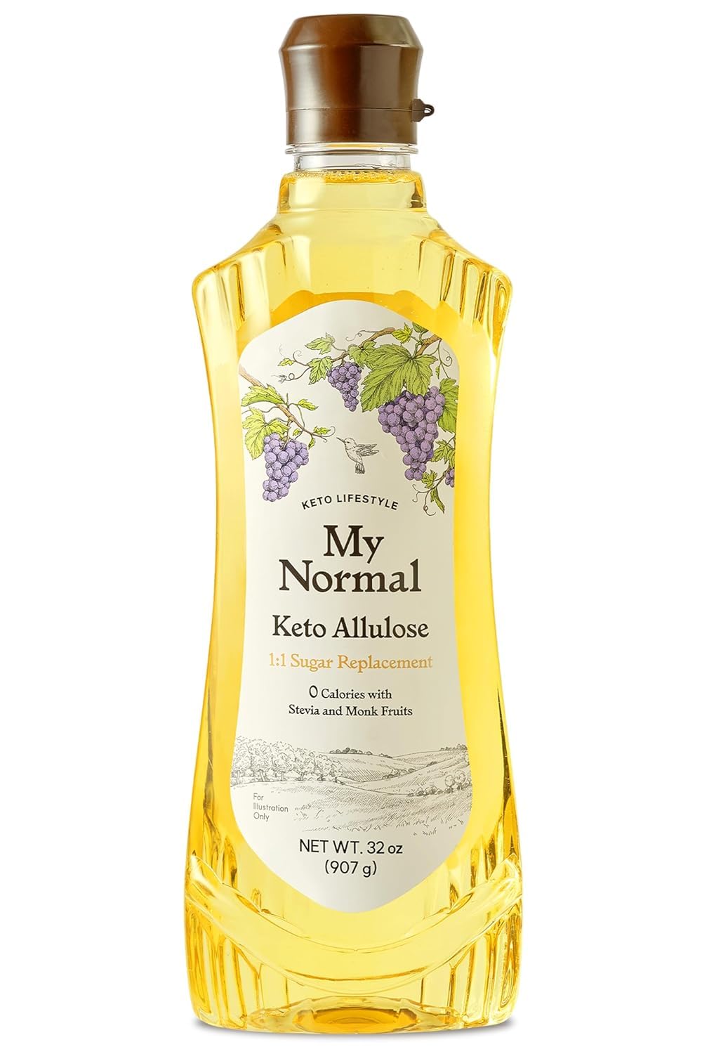 My Normal Keto Allulose Large Size, Allulose 99.52%, Monk Fruit, Stevia Blend Thin Syrup, Zero Calorie Sweetener, 1:1 Sugar Substitute, Low Glycemic, Gluten Free, Zero Net Carbs, Zero Sugar (32oz)