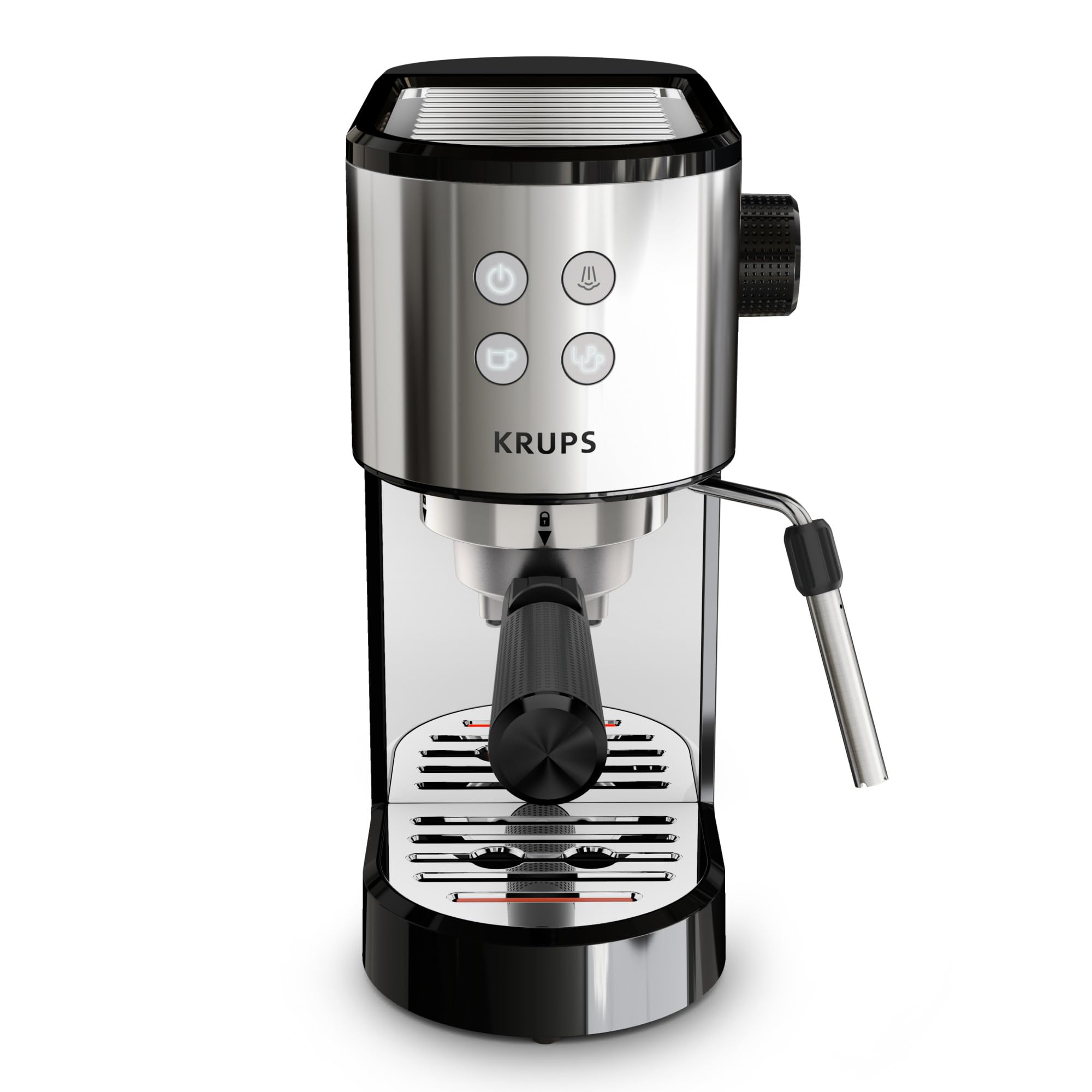 KRUPS Machine expresso manuelle, design compact, espresso et cappuccino, 15bars, buse vapeur, Virtuoso Essential, XP441810, Silver