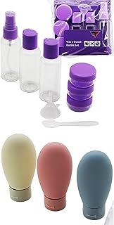 AEE® 13 Parça Seyahat Şişe Seti – Parfüm, Şampuan, Krem, Losyon için Uçak Uyumlu Taşınabilir Kaplar – Fermuarlı PVC Çantalı & Hunili Spatulalı Valiz Düzenleyici Seyahat Şişesi Kiti