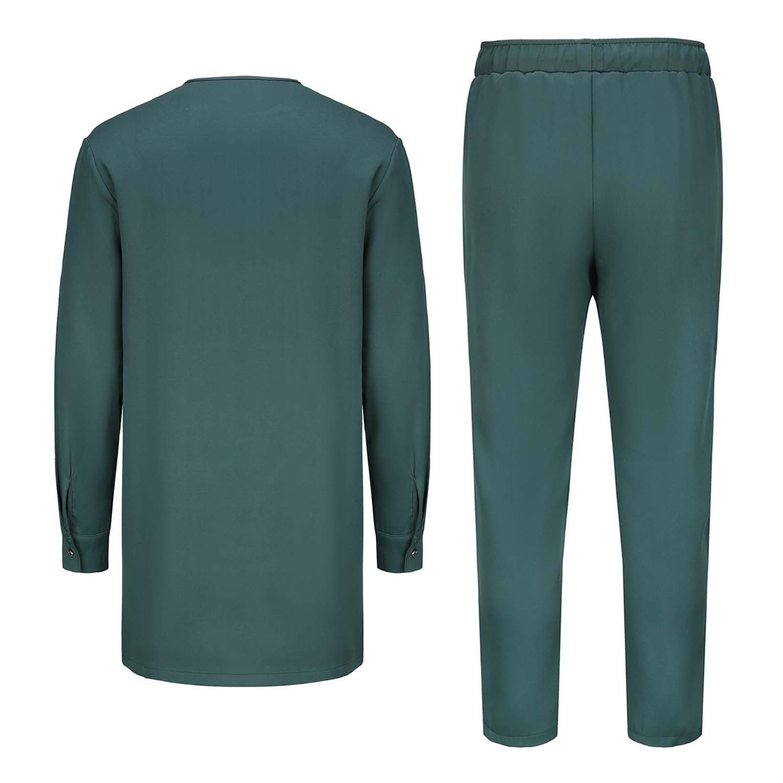 Generisch 2026 Set completo da uomo in stile etnico africano con ricami a maniche lunghe tradizionale