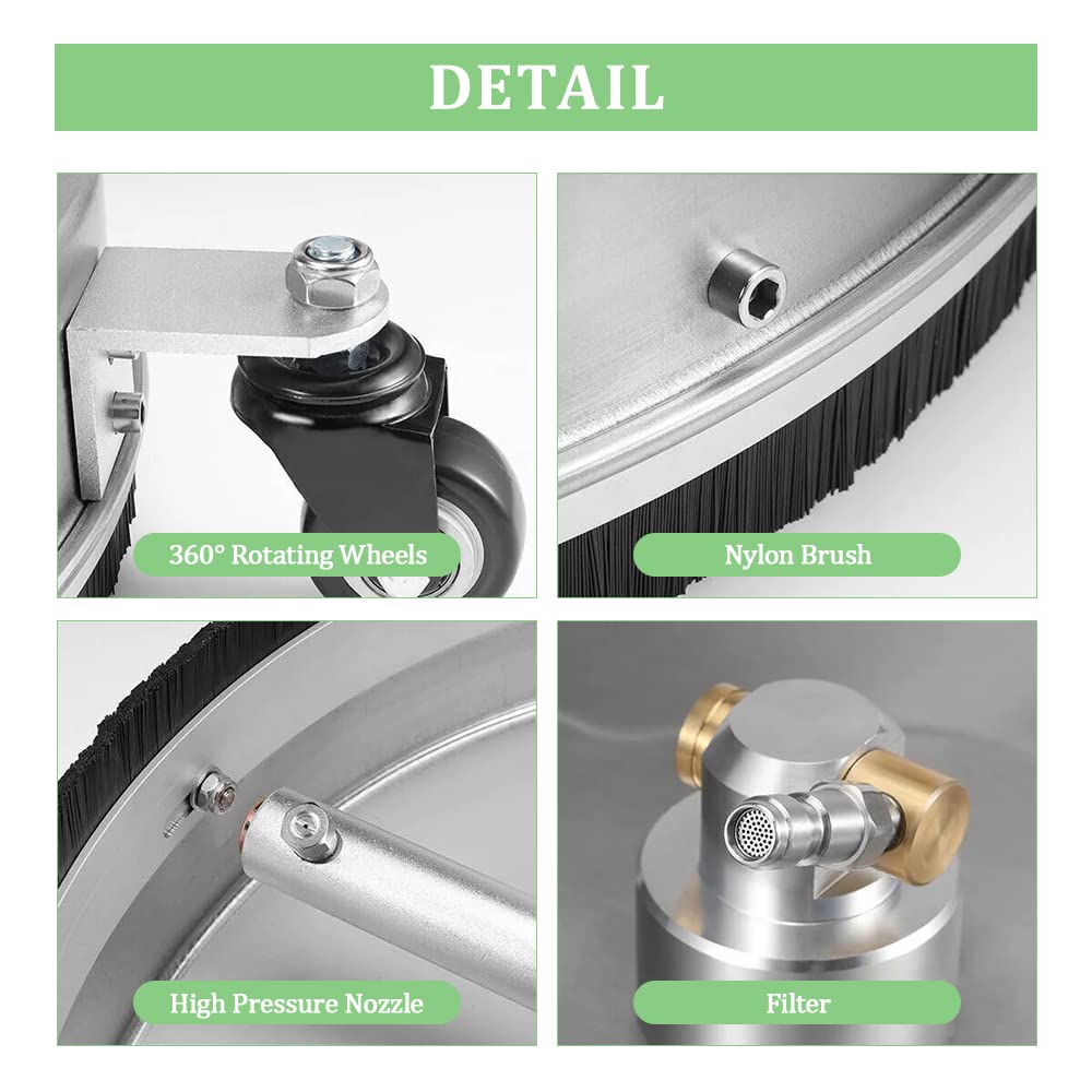 Limpiador de superficies de lavado a presión de 4000 PSI, accesorio de acero inoxidable de 20 pulgadas para calzadas, patios, cubiertas, pavimento de bloques, herramienta de limpieza profunda